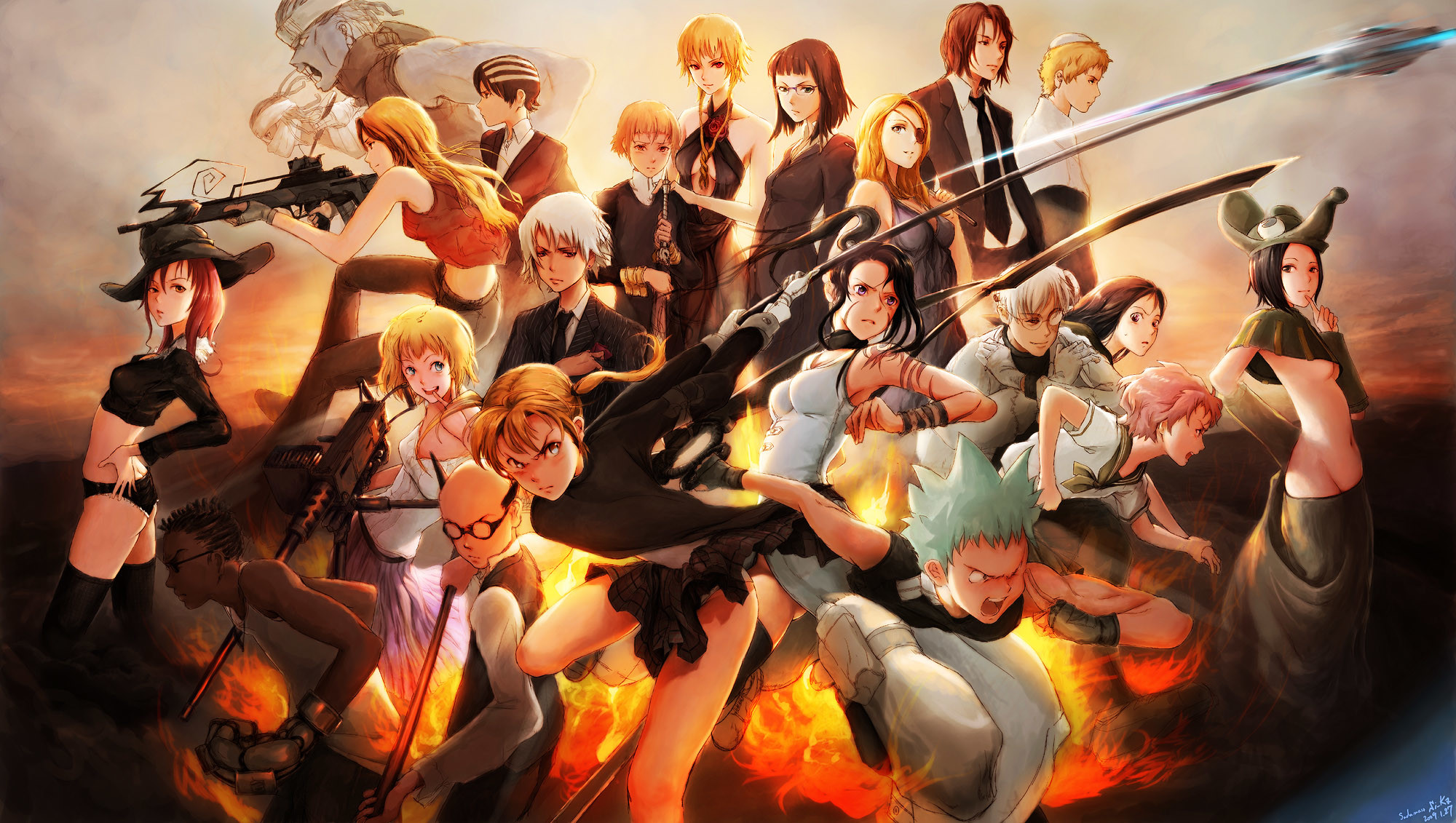 Soul Eater, Personaggi, Anime, Fuoco, Full HD, sfondo per PC