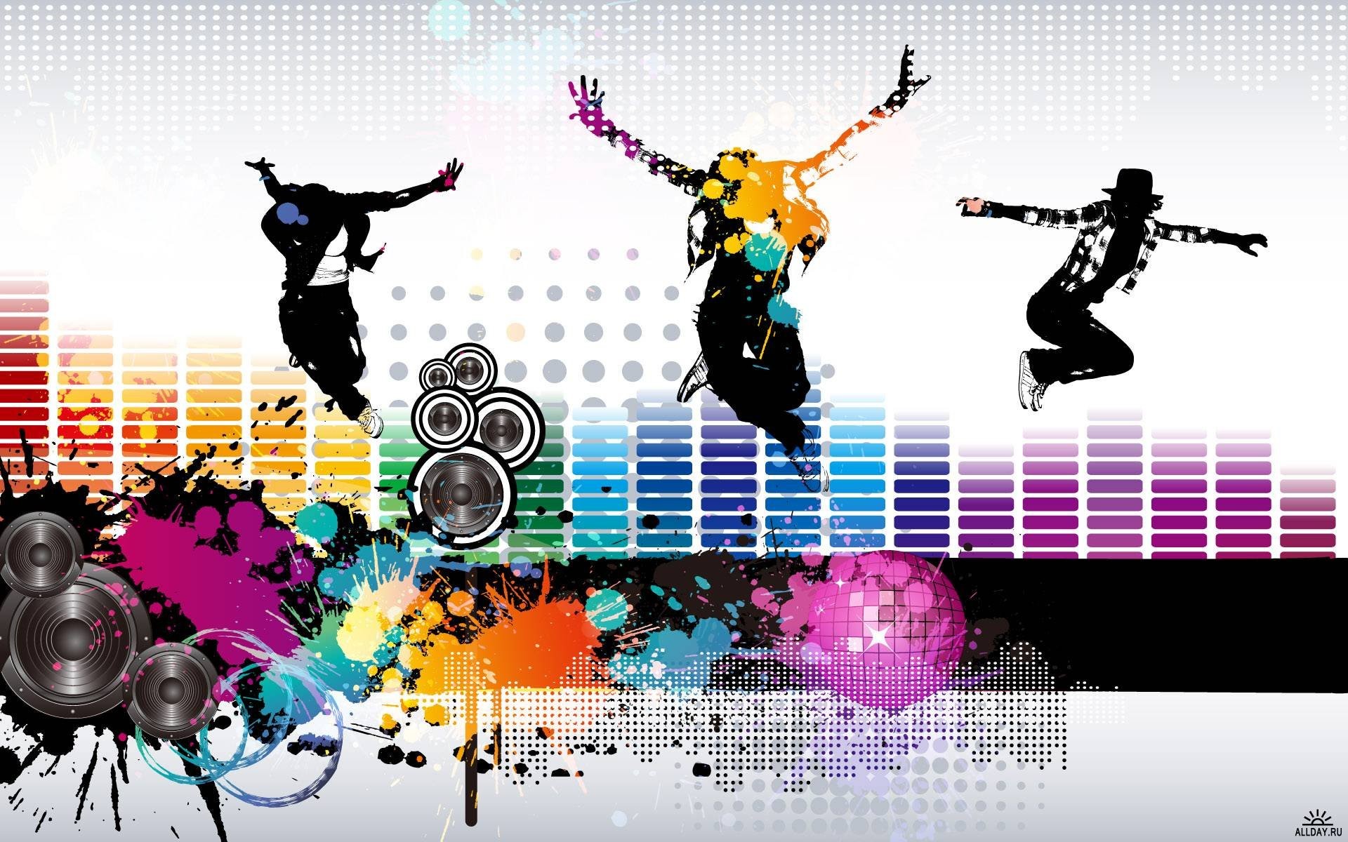 Ballerini, Silhouette, Equalizzatore, Colori vivaci, Full HD, sfondo per portatile