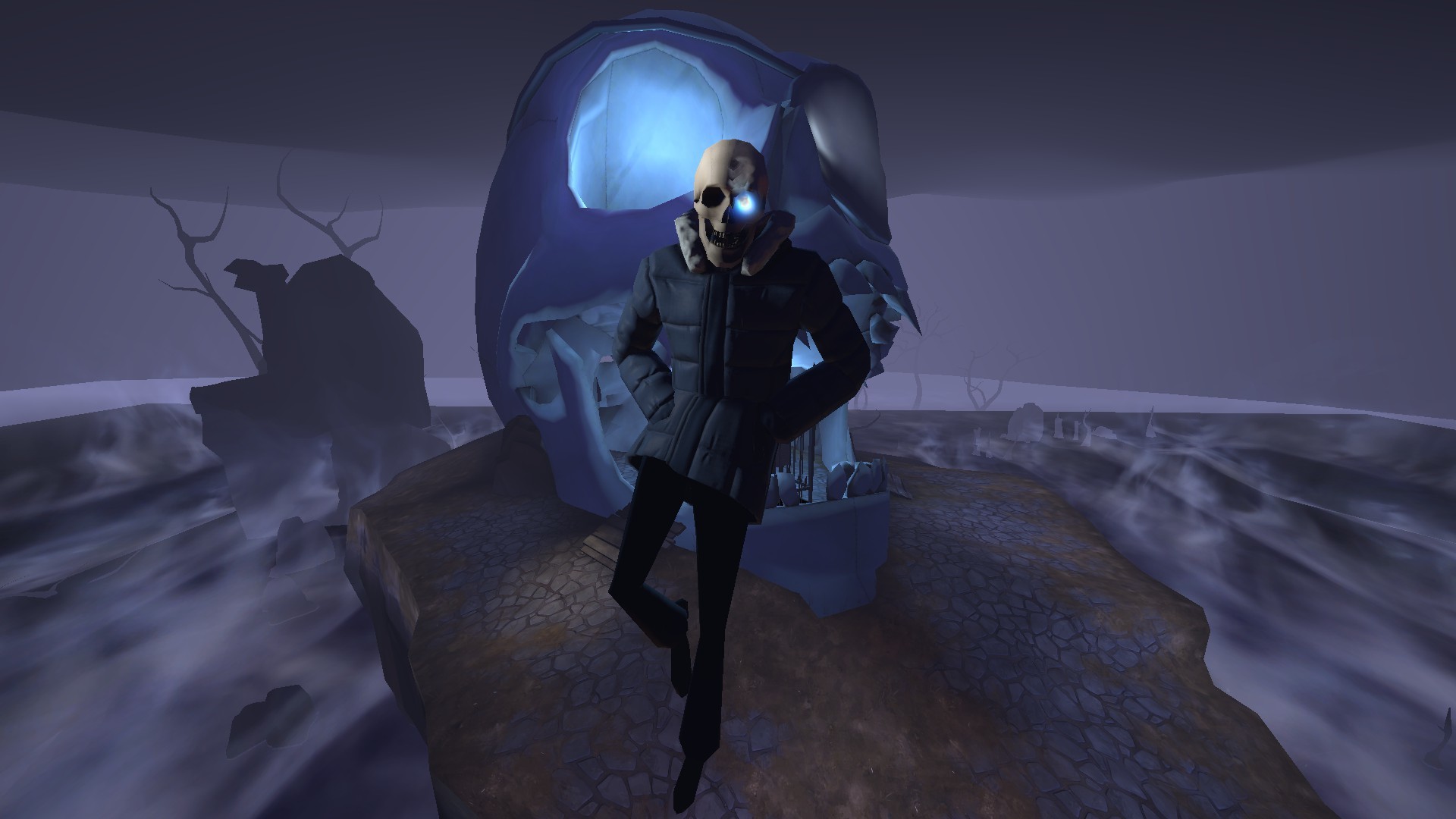Sans, Undertale, Arte 3D, Notte, Full HD, sfondo per PC e portatile