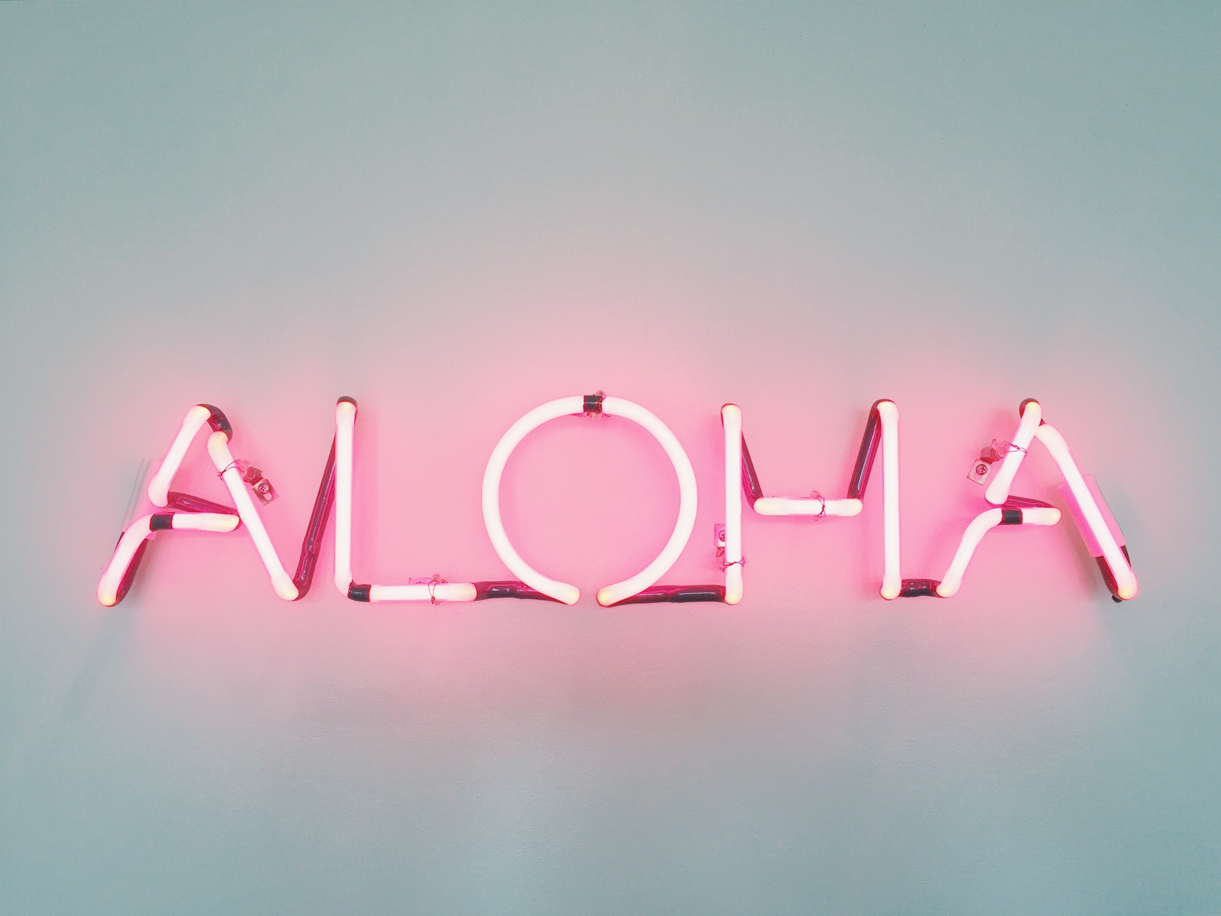 Aloha, Neon, Scritta, Rosa, Minimalismo, Full HD, sfondo PC