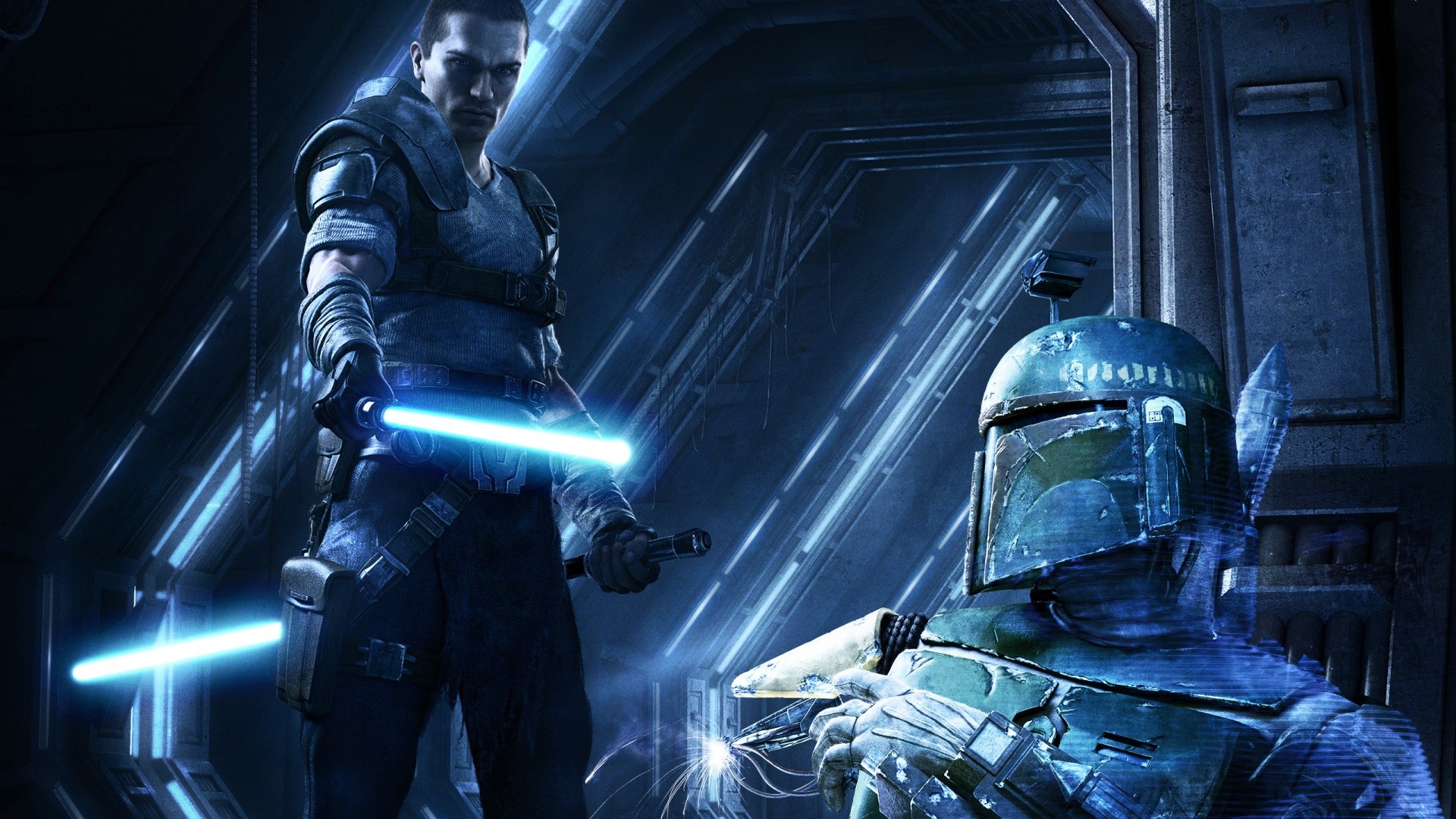 Starkiller, Boba Fett, Star Wars: Il potere della Forza, Star Wars, Spade laser blu, sfondo 1080p