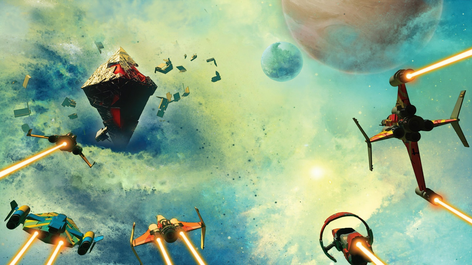 No Man's Sky, Battaglia spaziale, Pirati, Astronavi, Full HD, sfondo per PC e portatile