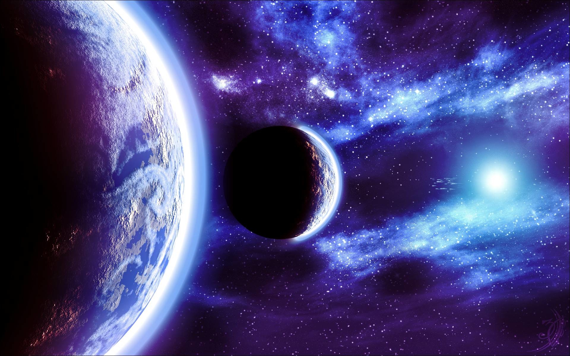 Pianeta, Spazio, Nebulosa, Viola, 16:10 Full HD, sfondo widescreen
