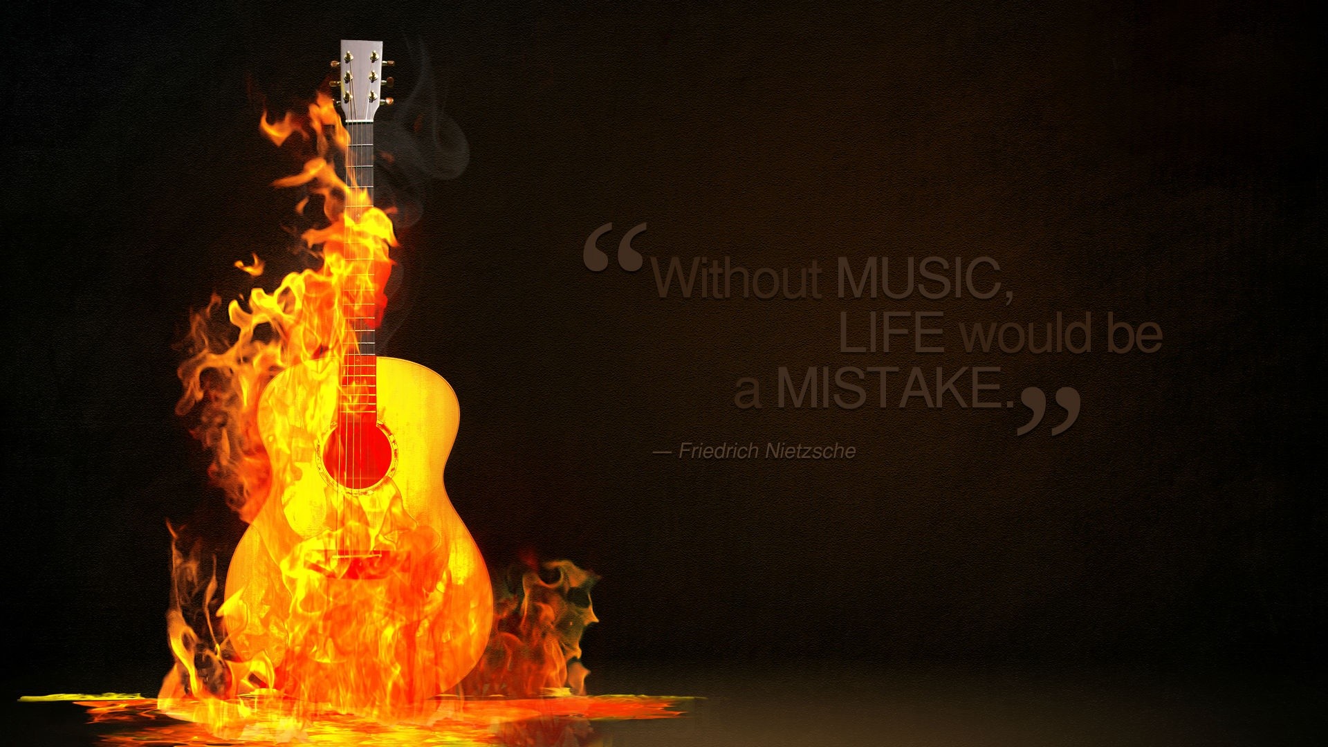 Friedrich Nietzsche, Citazione, Chitarra in fiamme, Fuoco, 16:9 Full HD, sfondo widescreen