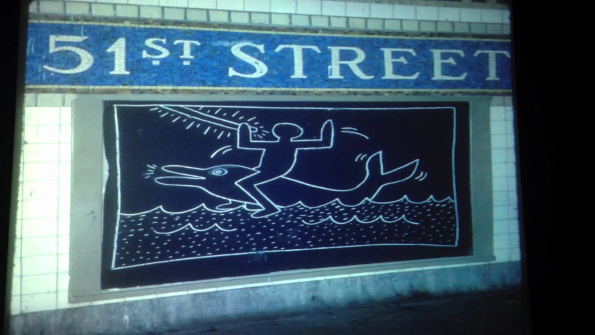 Keith Haring, Subway drawing, 51st Street, New York, Metropolitana, sfondo widescreen Full HD