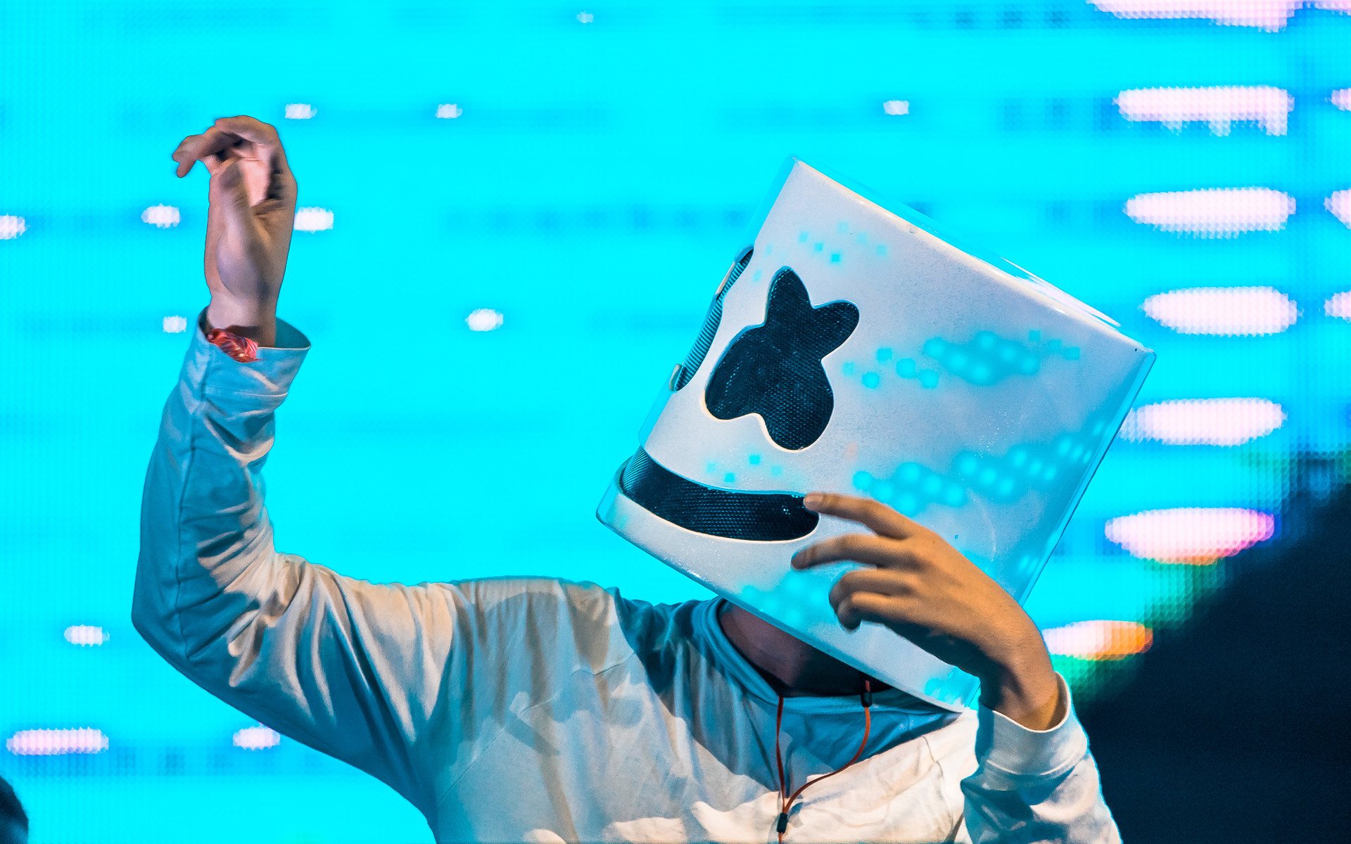 Marshmello, DJ, Casco, Azzurro, 1920x1200, sfondo per PC