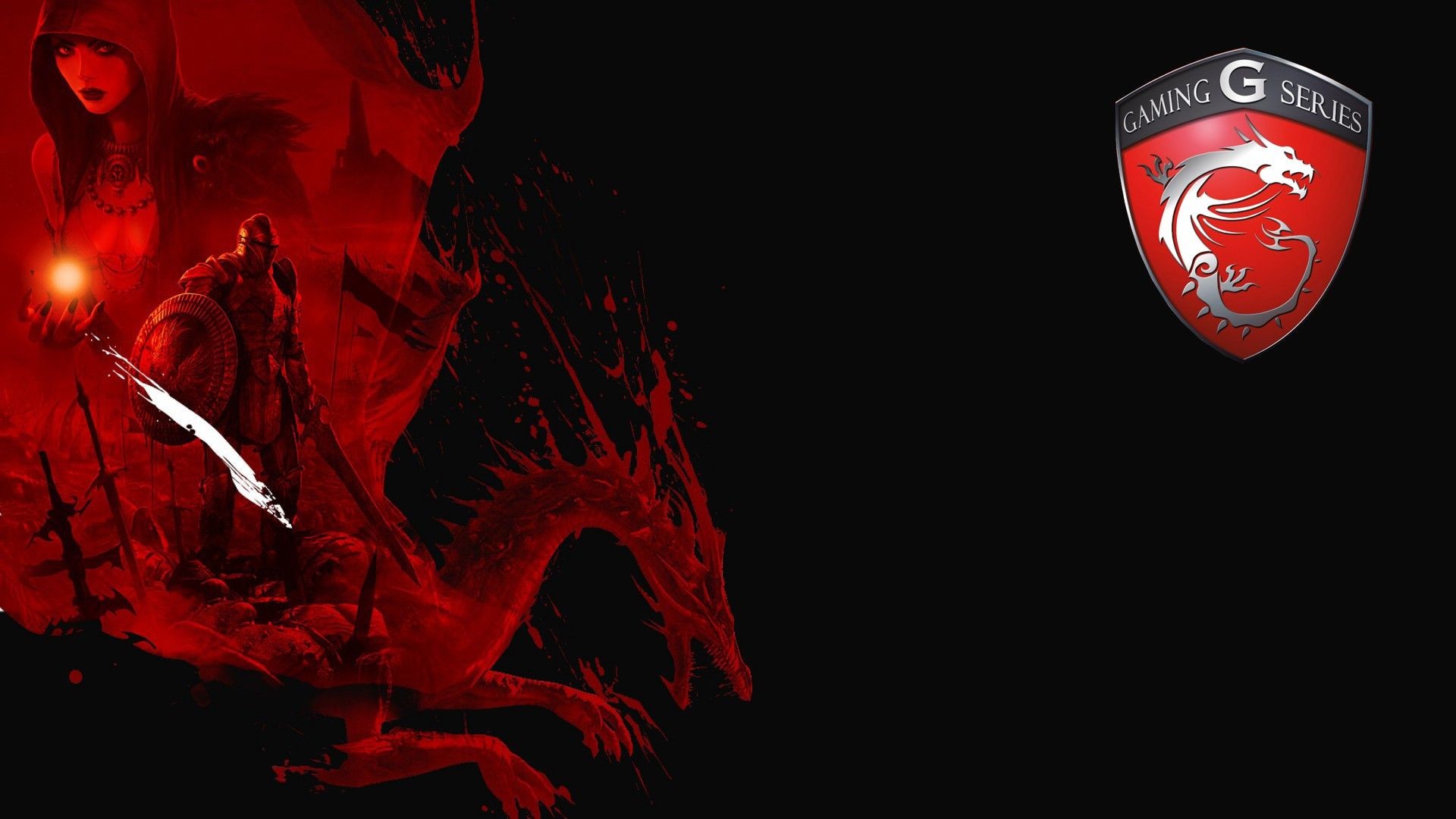 MSI, Gaming Series, Dragon Age, Drago rosso, Sfondo nero, 16:9 Full HD, wallpaper widescreen