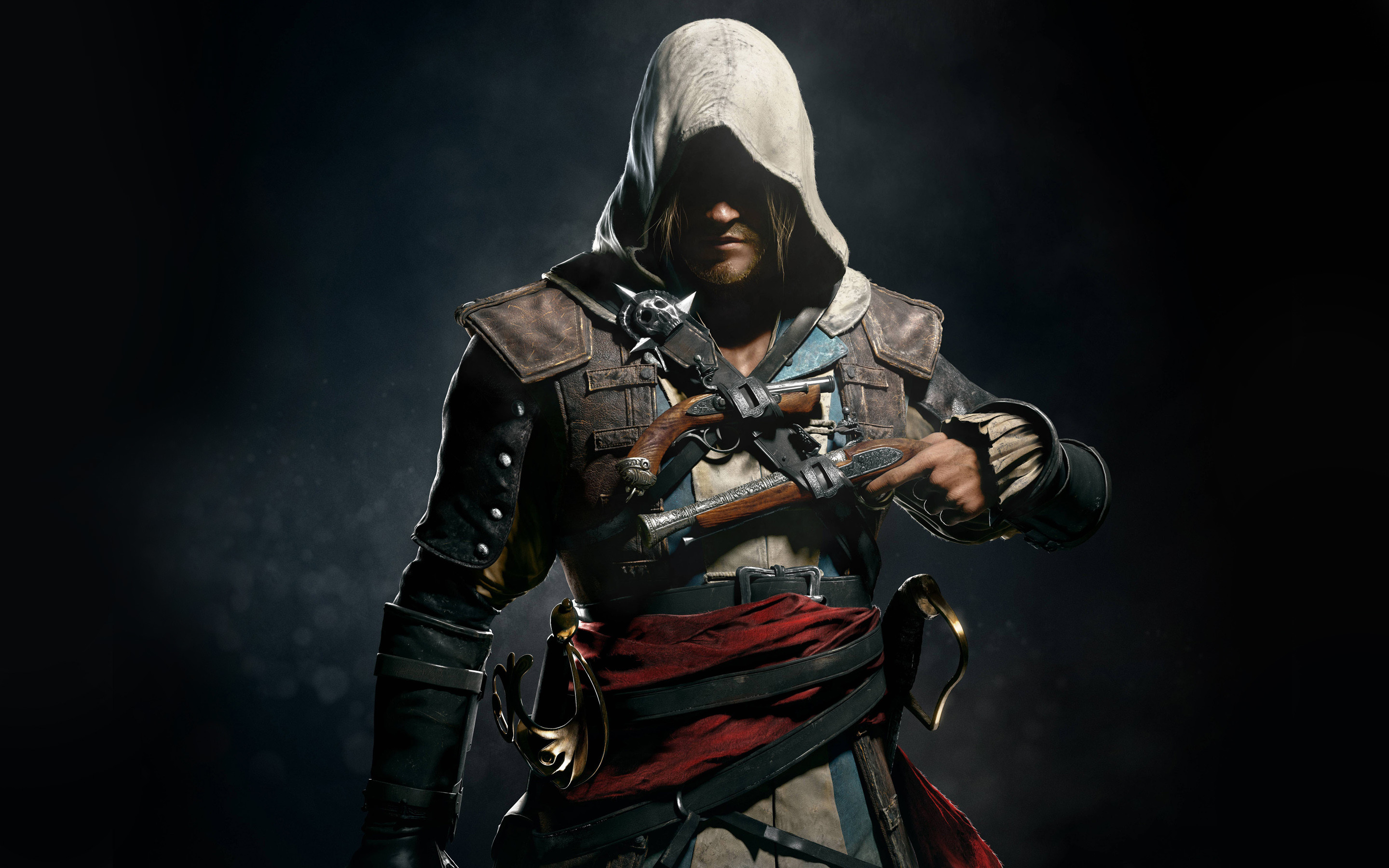 Edward Kenway, Assassin's Creed IV: Black Flag, Pistole, Sfondo scuro, wallpaper 2880x1800