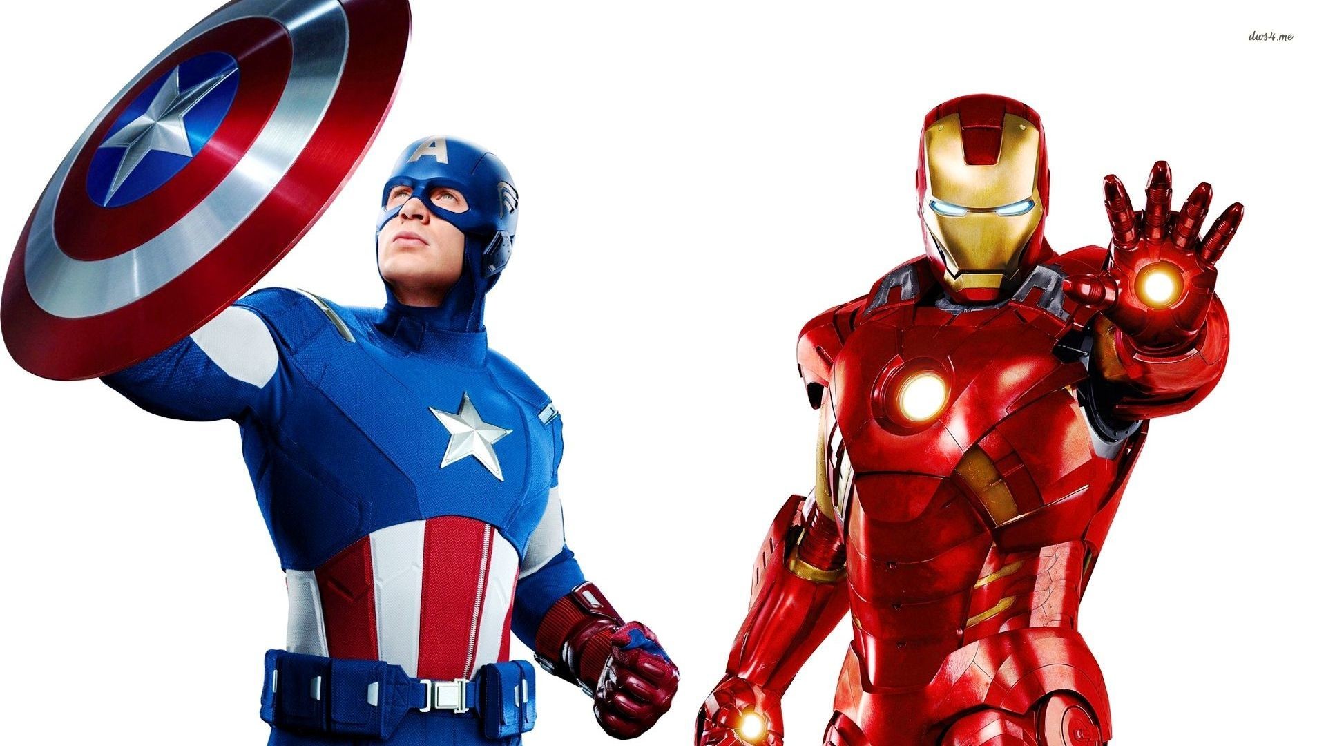 Capitan America, Iron Man, The Avengers, Sfondo bianco, 1920x1080, wallpaper desktop