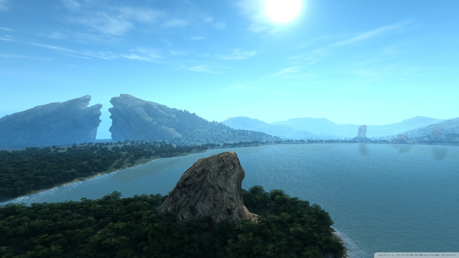 Final Fantasy XIV, Paesaggio, Lago, Cielo azzurro, 1920x1080, immagine di sfondo