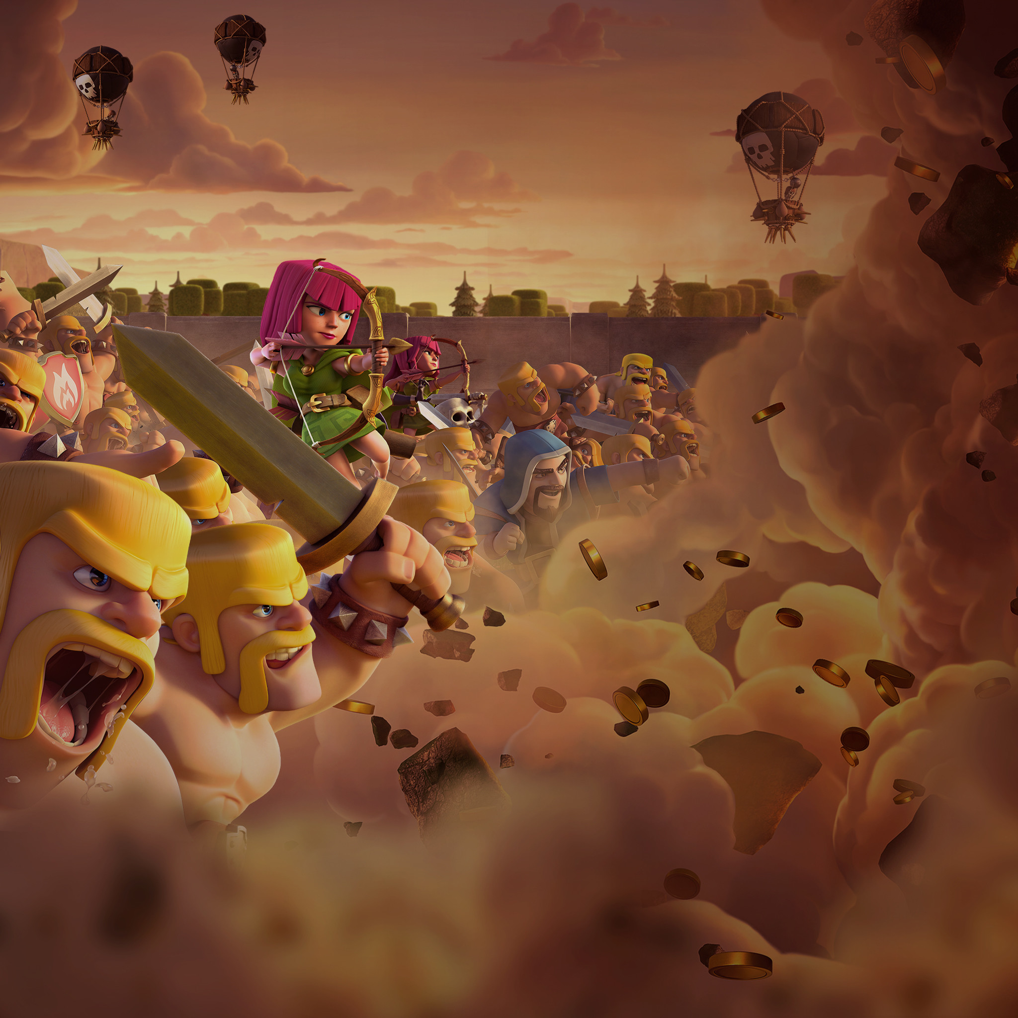 Clash of Clans, Barbari, Arciera, Polvere, Battaglia, Full HD, schermata di blocco iPad