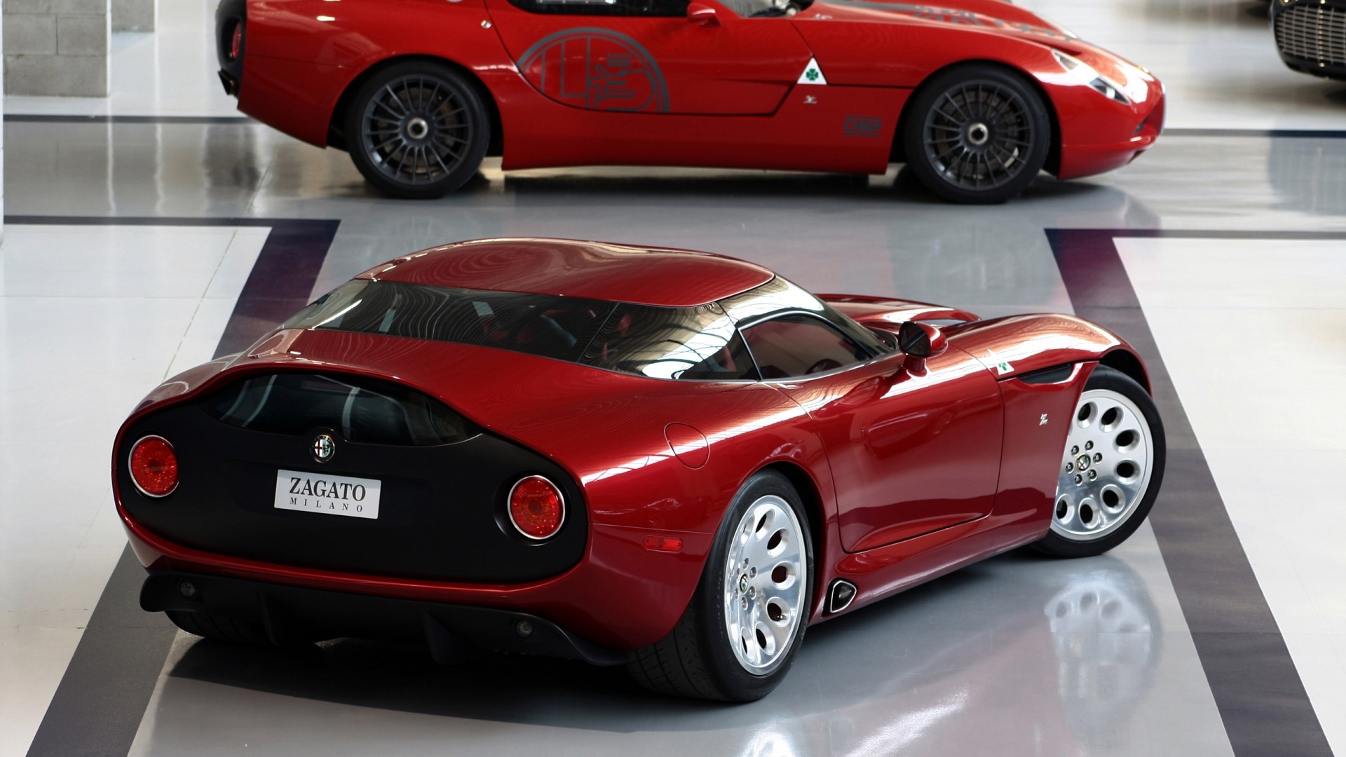 Alfa Romeo TZ3 Stradale, Zagato, Rosso, Showroom, Full HD, sfondo Windows 11
