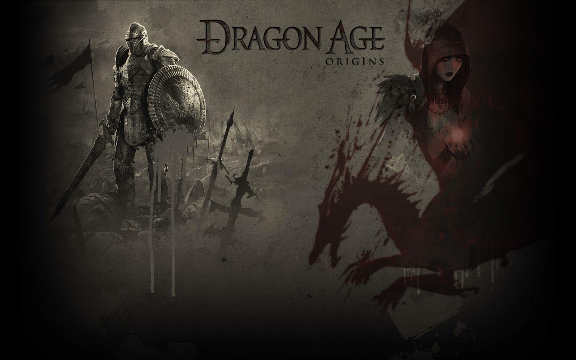Dragon Age: Origins, Custode Grigio, Drago, Logo, Cavaliere, Full HD, sfondo Windows 11
