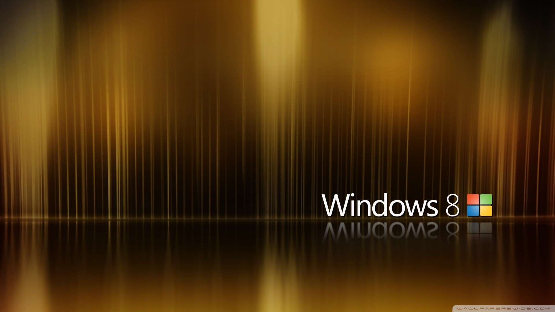 Windows 8, Logo Windows, Oro, Riflesso, Full HD, sfondo per PC e portatile