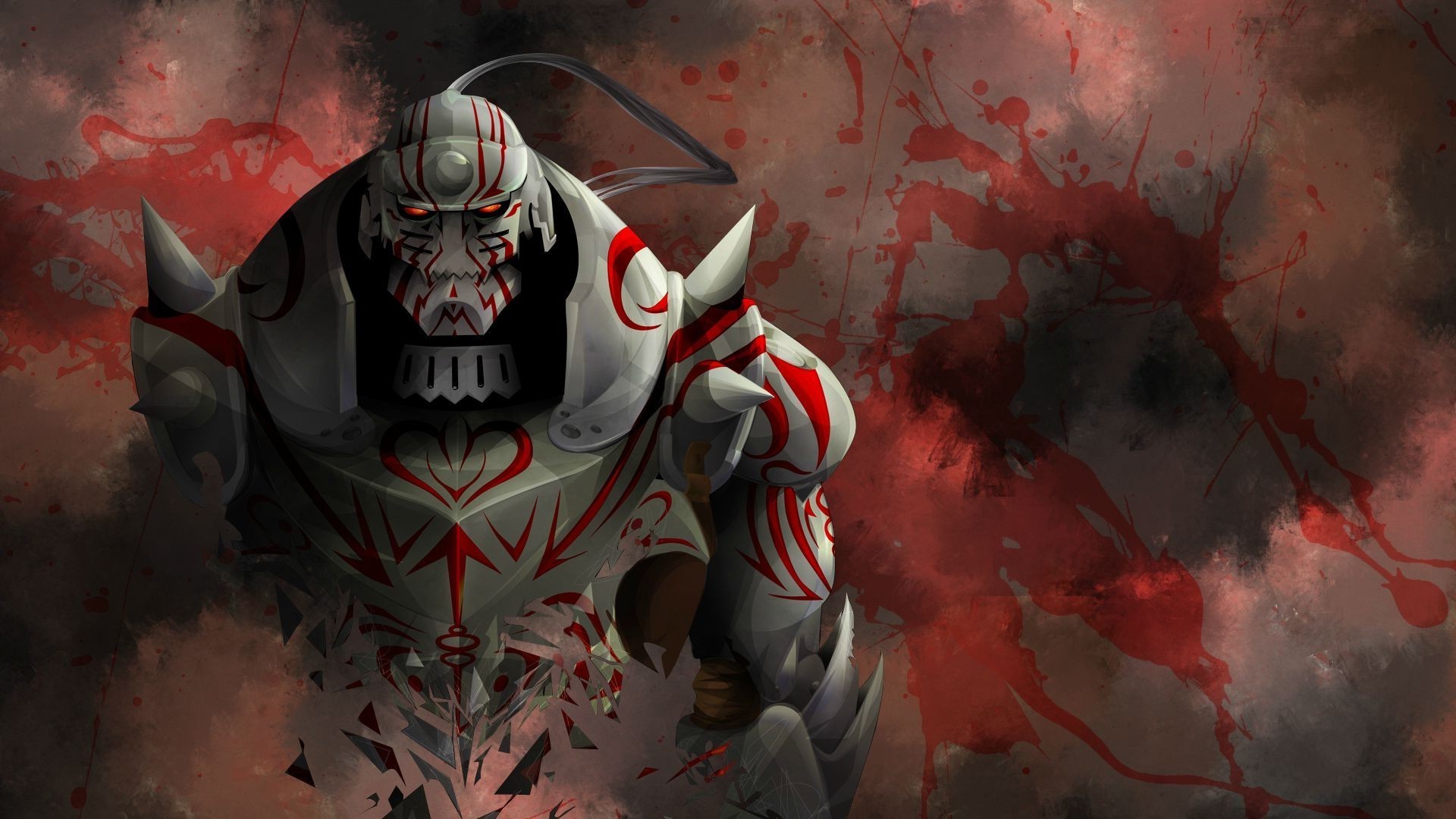 Alphonse Elric, Fullmetal Alchemist, Armatura, Rosso, 16:9 Full HD, sfondo widescreen