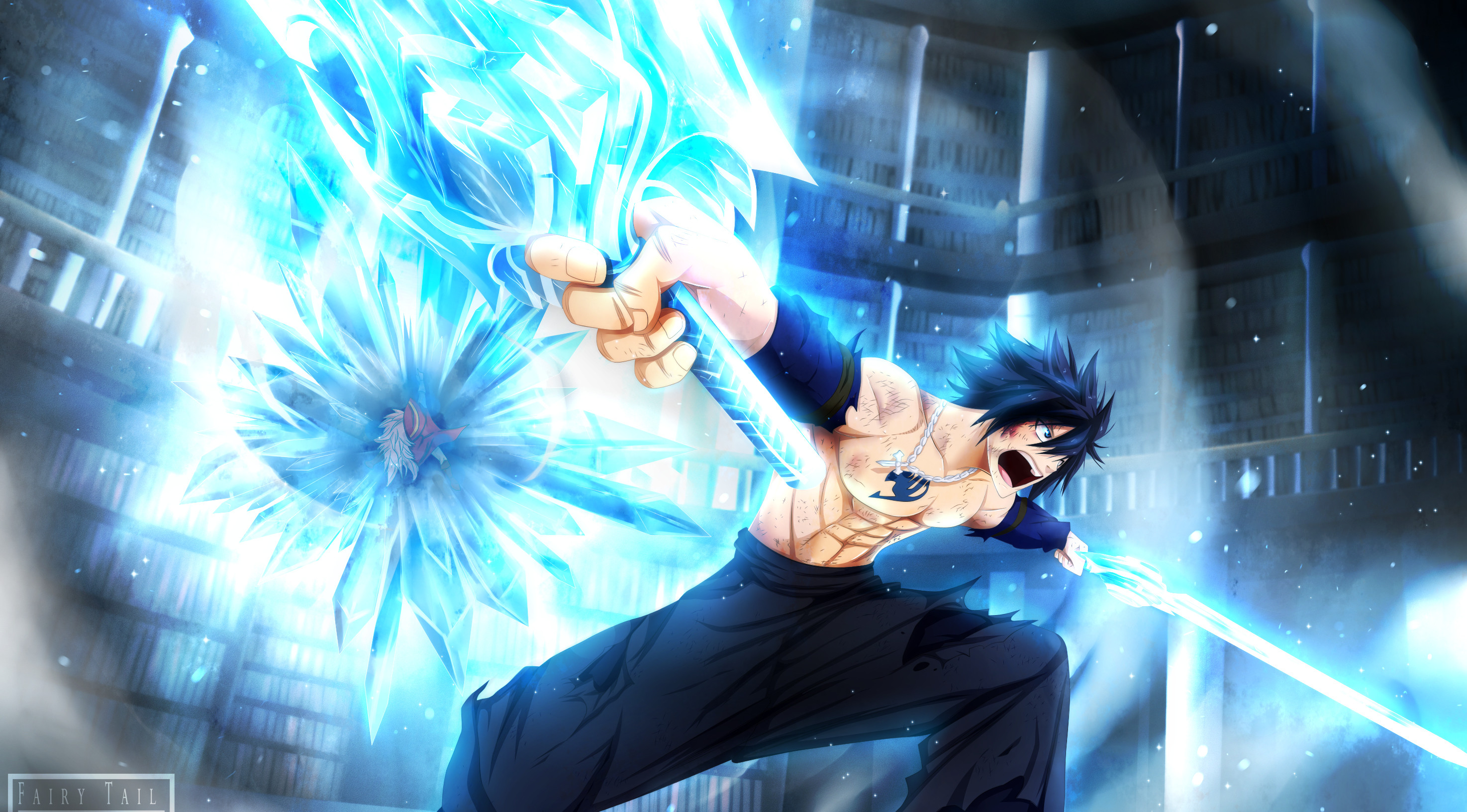 Gray Fullbuster, Fairy Tail, Magia del ghiaccio, Blu, 2K, sfondo desktop