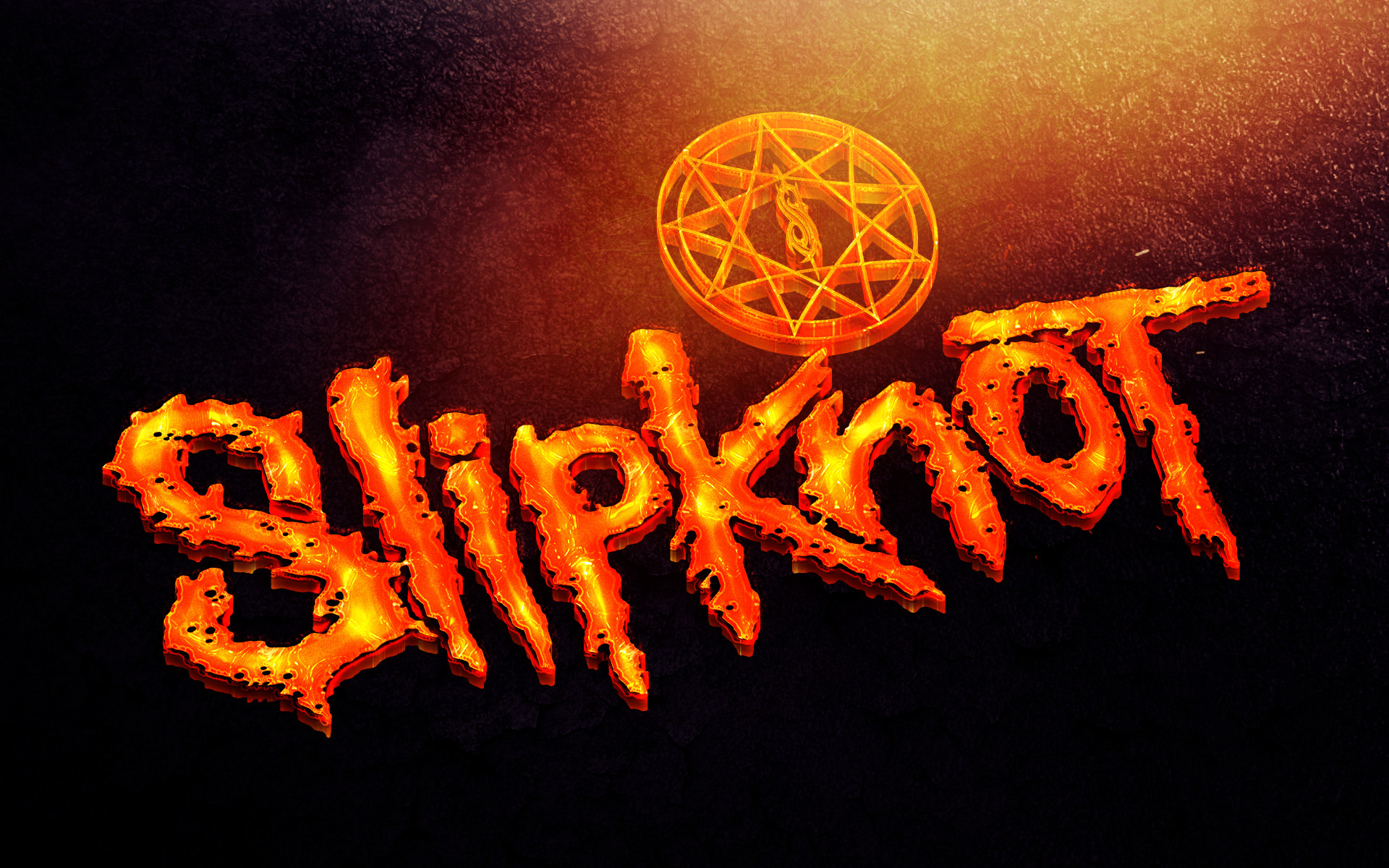 Slipknot, Logo, Nonagramma, Fuoco, Arancione, 1920x1200, immagine di sfondo