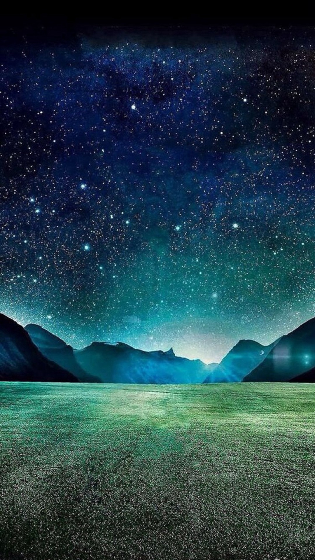 Cielo stellato, Aurora, Prato, Notte, Full HD, schermata di blocco del cellulare