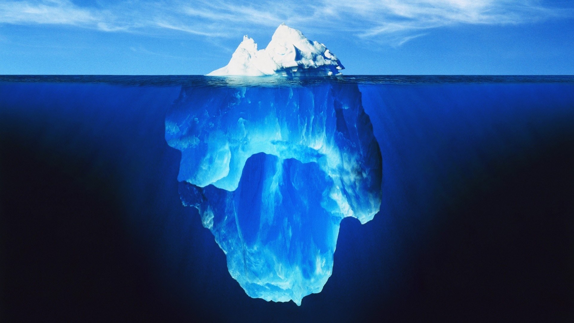 Iceberg, Sott'acqua, Blu, 16:9 Full HD, wallpaper widescreen
