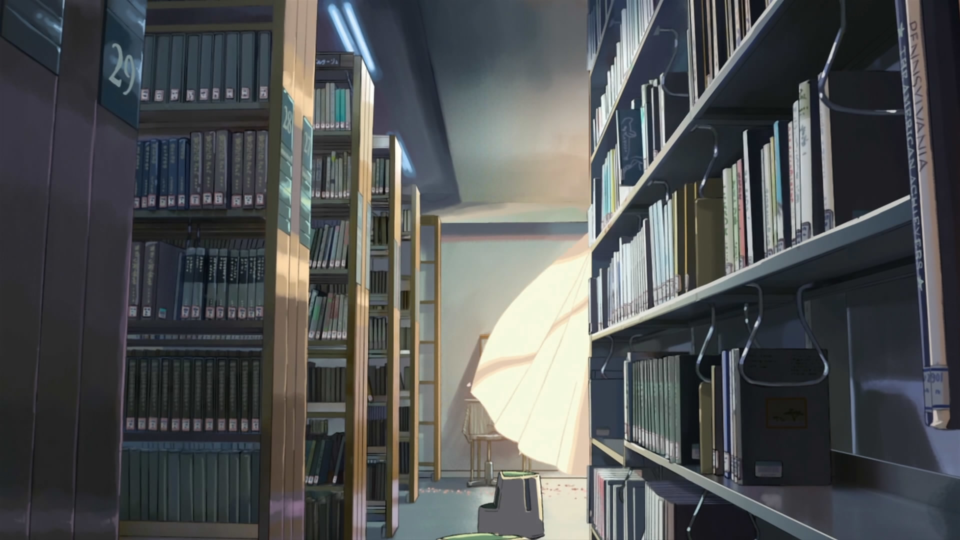 Biblioteca, Anime, Scaffali, Luce, 16:9 Full HD, sfondo widescreen