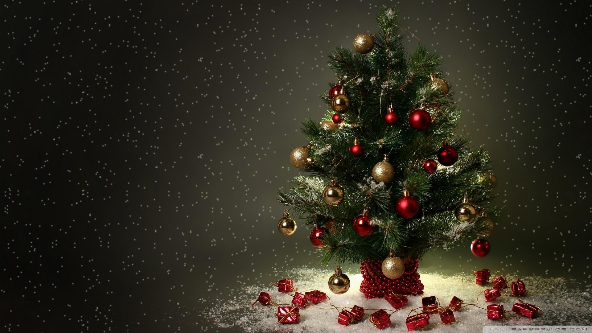 Natale, Albero di Natale, Regali, Sfondo scuro, 1920x1080, wallpaper desktop