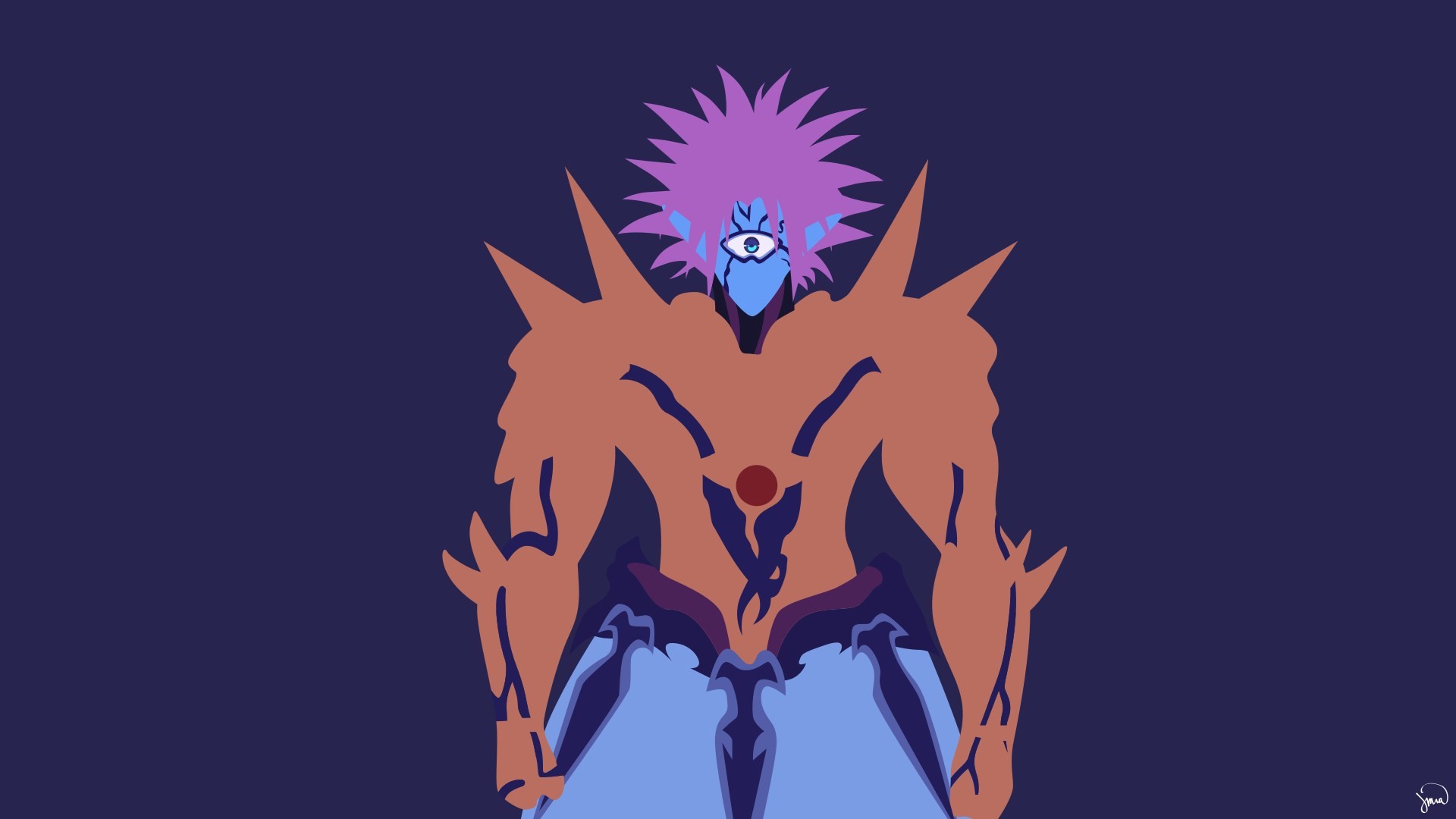 Lord Boros, One Punch Man, Minimalista, Sfondo blu, Full HD, wallpaper desktop