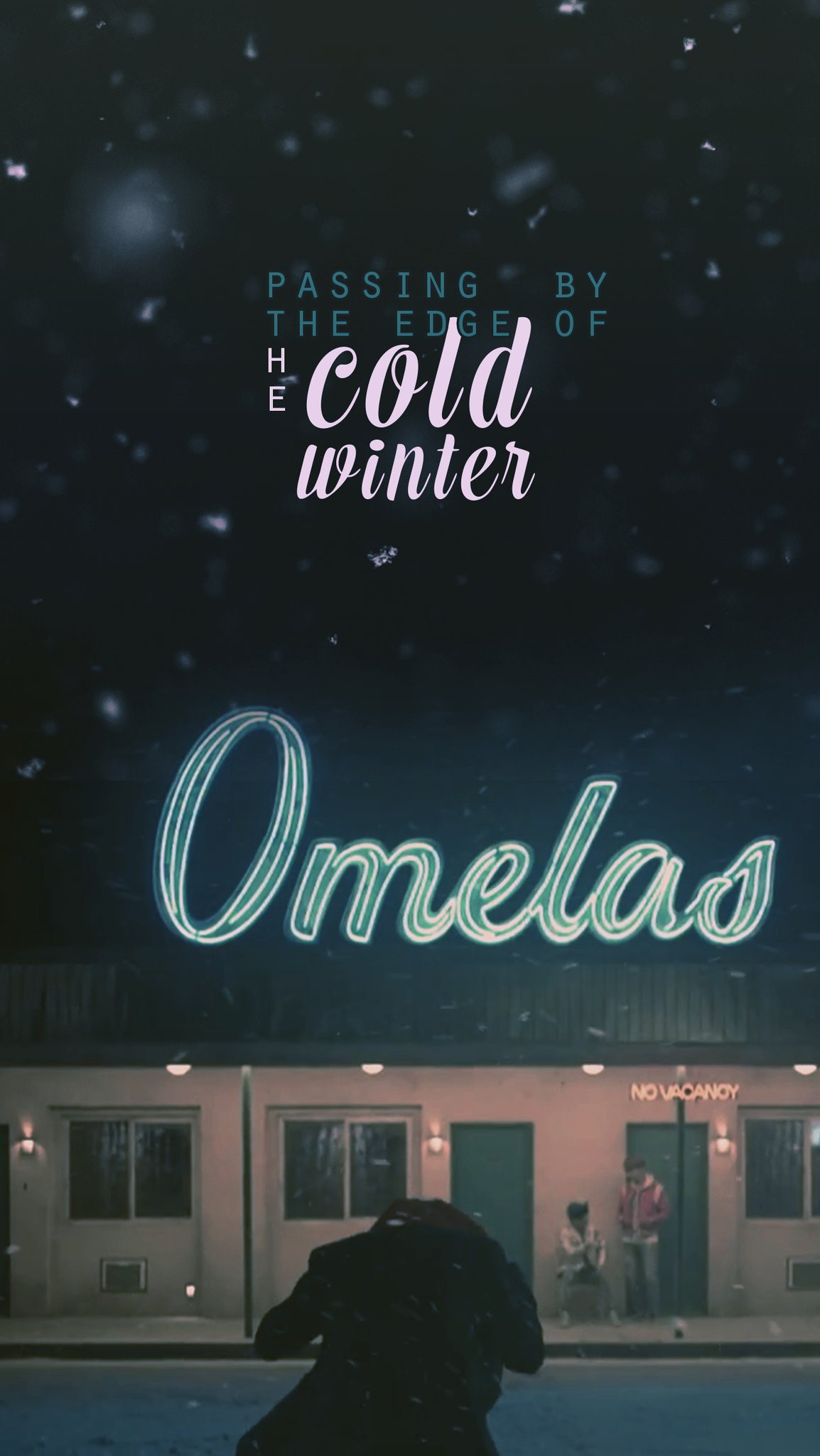BTS, Omelas, Insegna al neon, Inverno, Notte, Full HD, sfondo per iPhone e Android