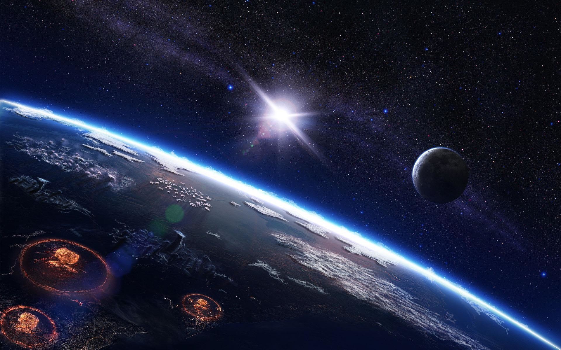 Terra, Orbita, Luna, Sole, Arte spaziale, 1920x1200, sfondo MacBook Pro
