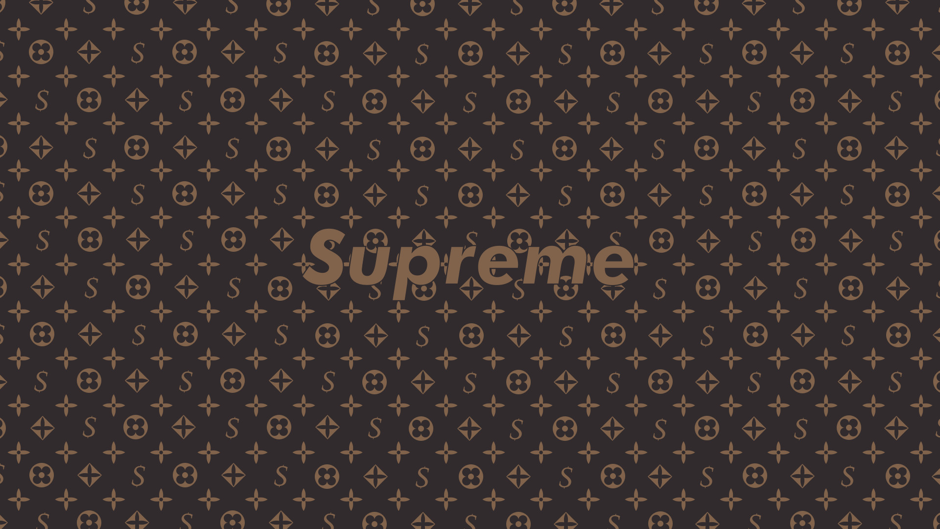 Supreme, Monogramma LV, Marrone, Full HD, sfondo desktop