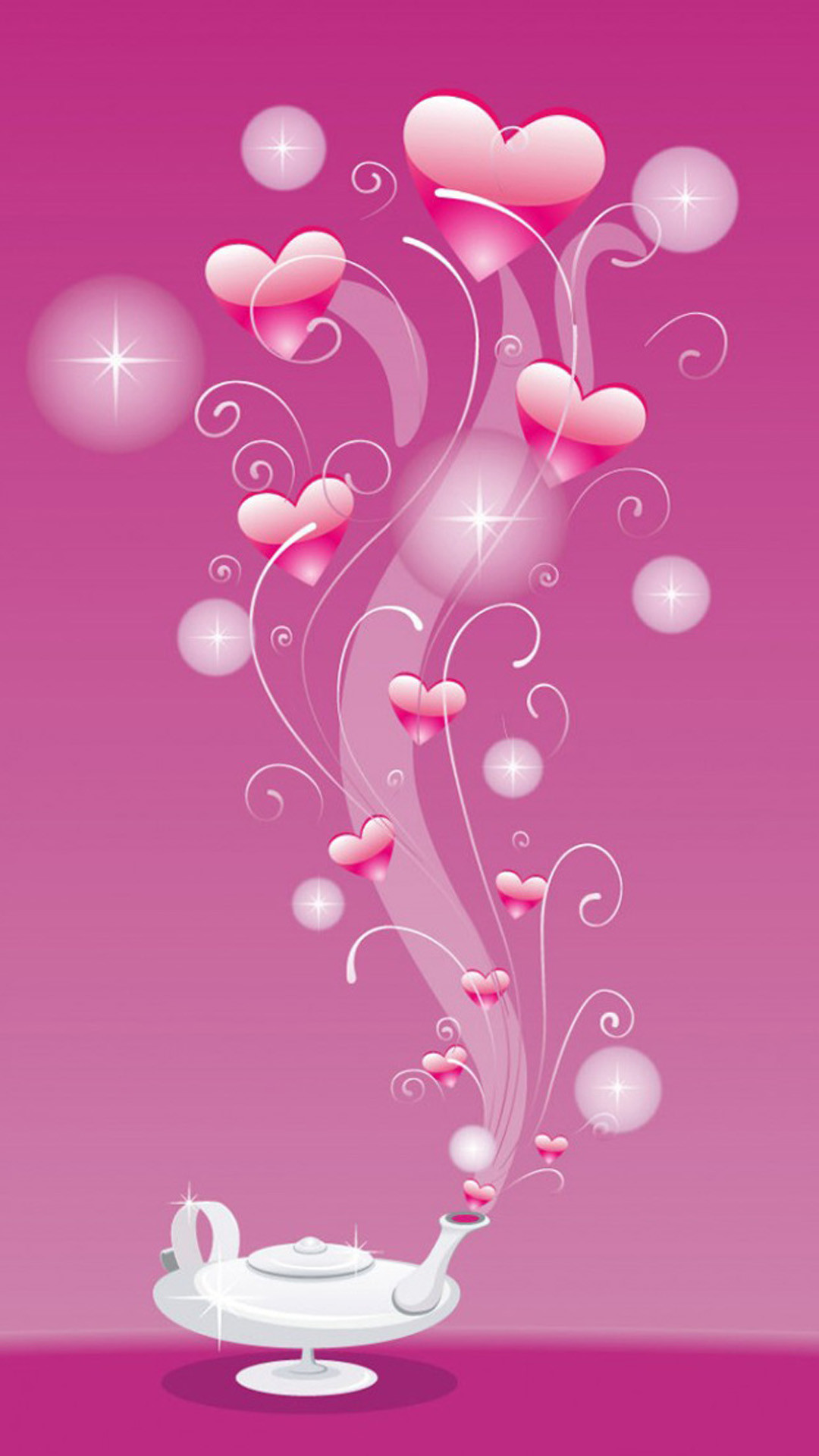 Cuori, Lampada magica, Rosa, San Valentino, wallpaper iPhone 6