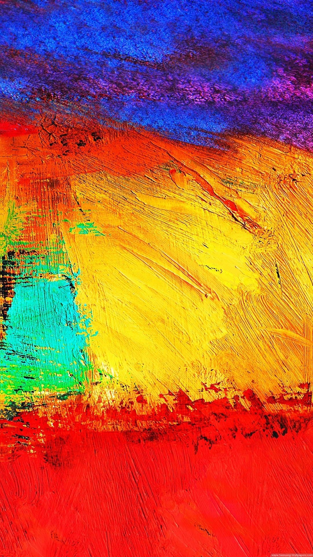 Samsung Galaxy Note 3, Pittura a olio, Pennellate, Rosso e giallo, sfondo Full HD per cellulare