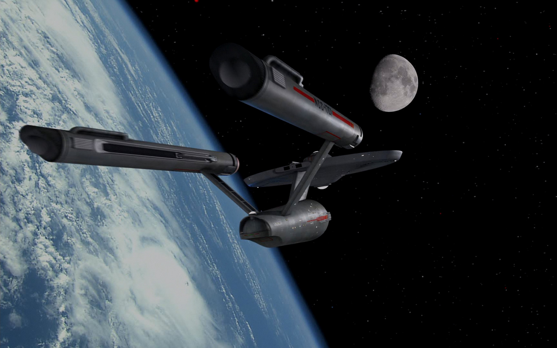 USS Enterprise (NCC-1701), Star Trek: la serie classica, Terra, Luna, Orbita, wallpaper desktop