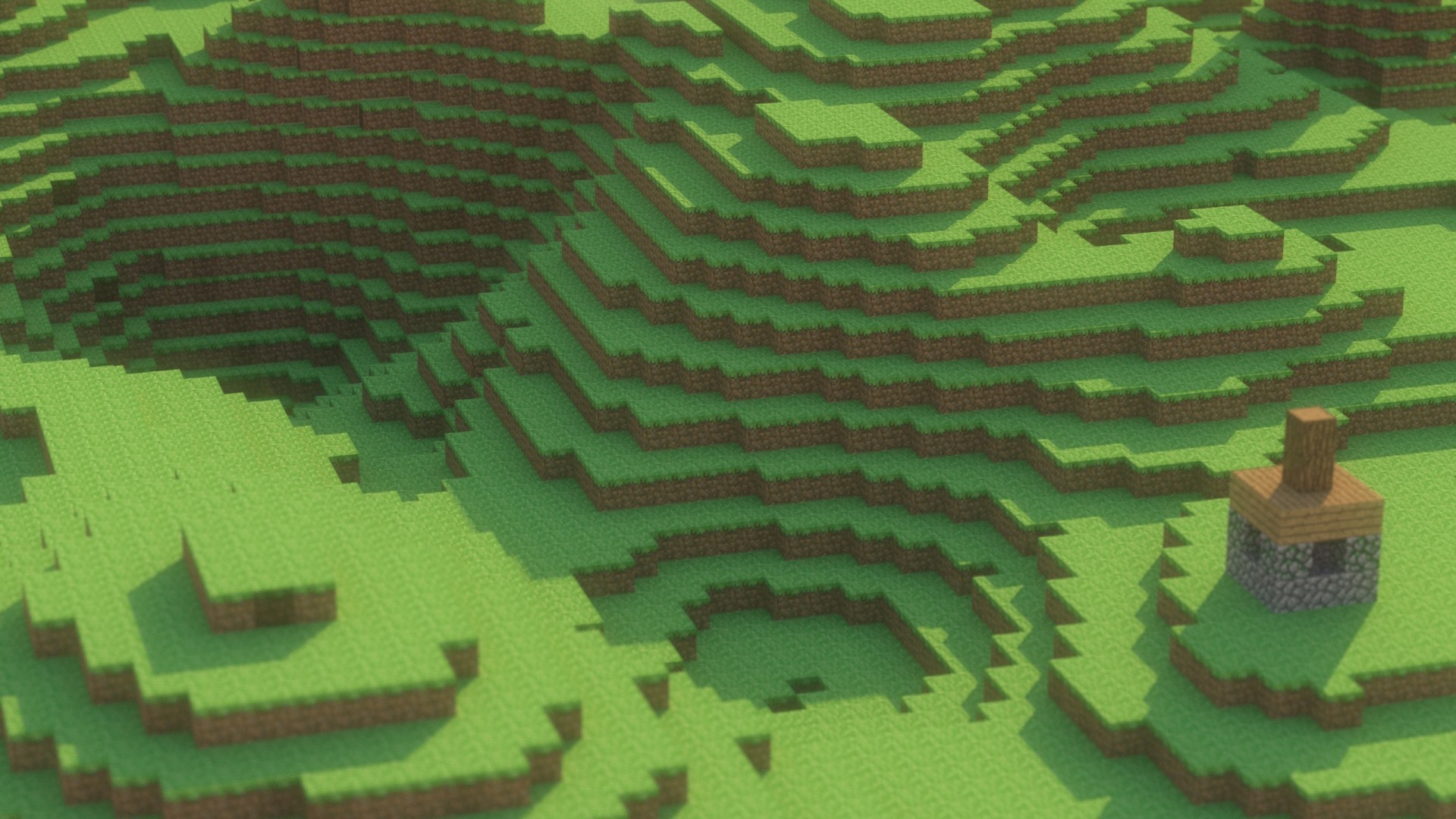 Minecraft, Colline, Erba, Paesaggio, Full HD, sfondo per portatile