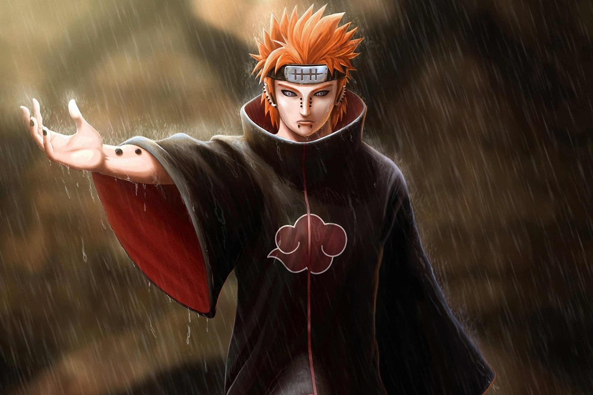 Pain, Akatsuki, Naruto Shippuden, Pioggia, Full HD, wallpaper desktop