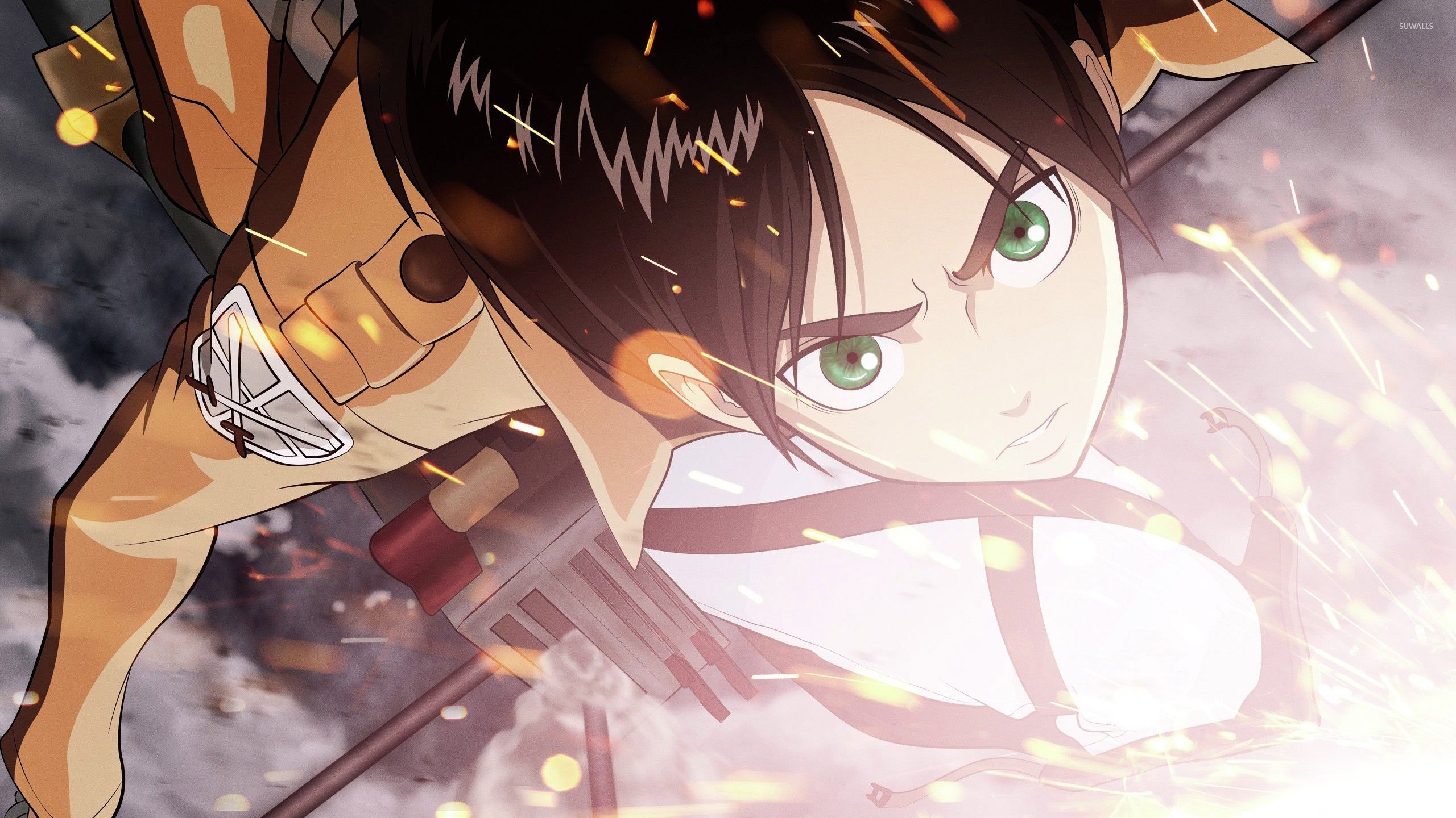 Eren Jaeger, L'attacco dei giganti, Primo piano, 2K 1440p, sfondo desktop