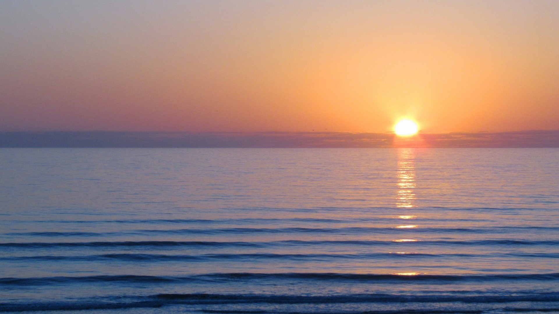 Tramonto, Mare calmo, Sole, Orizzonte, 1920x1080, immagine di sfondo