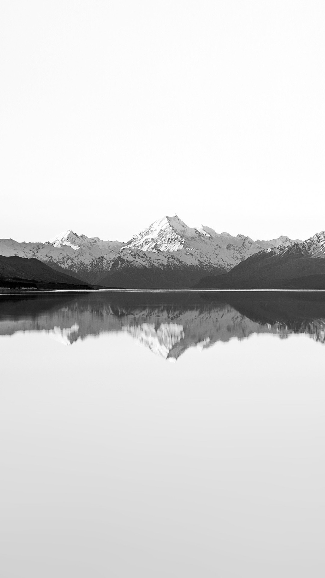 Lago, Montagne, Riflessi, Bianco e nero, Minimalismo, wallpaper iPhone 6