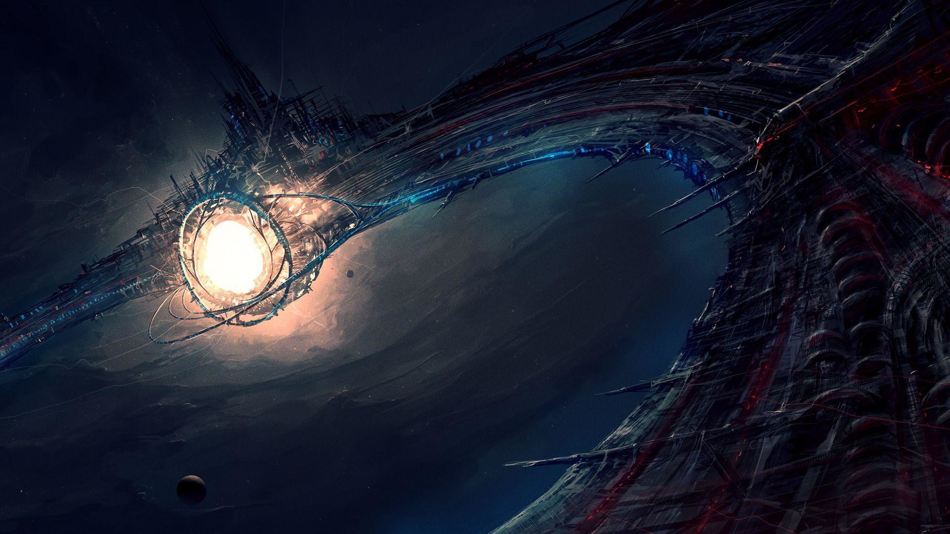 Struttura spaziale, Stella, Fantascienza, Spazio, 1920x1080, sfondo per PC