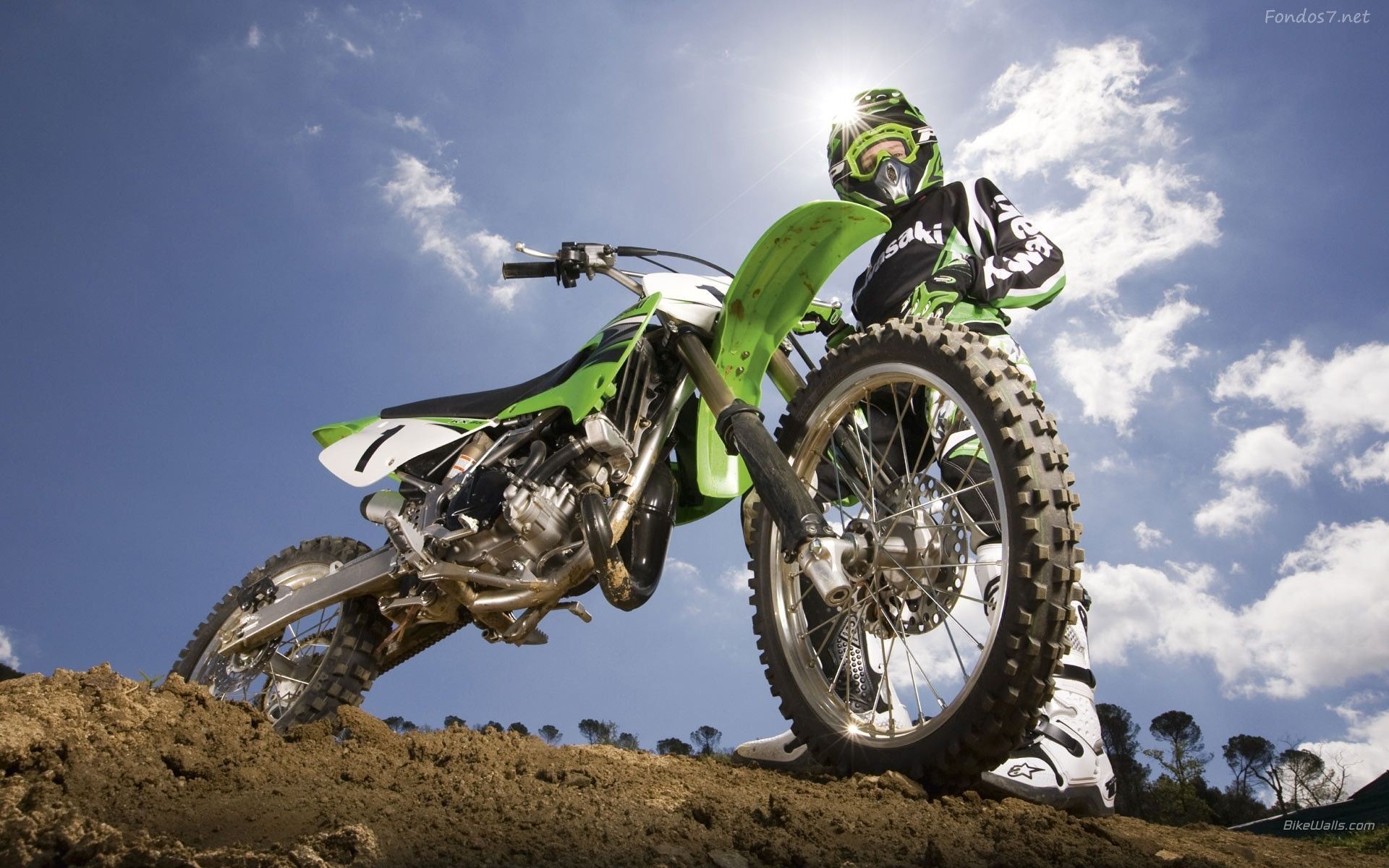 Kawasaki KX, Motocross, Cielo, Verde, 1920x1200, sfondo per PC