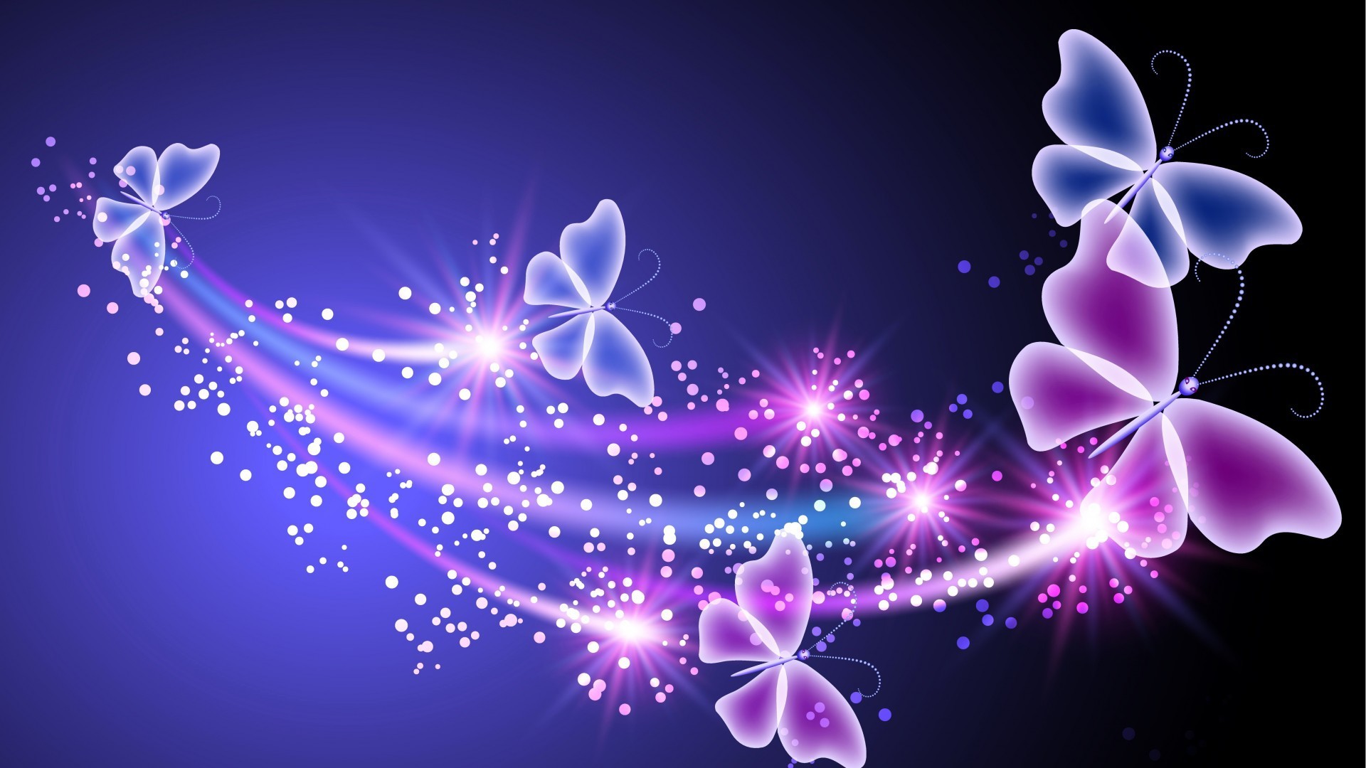 Farfalle, Scintille, Viola, Fantasy, Full HD, immagine di sfondo PC