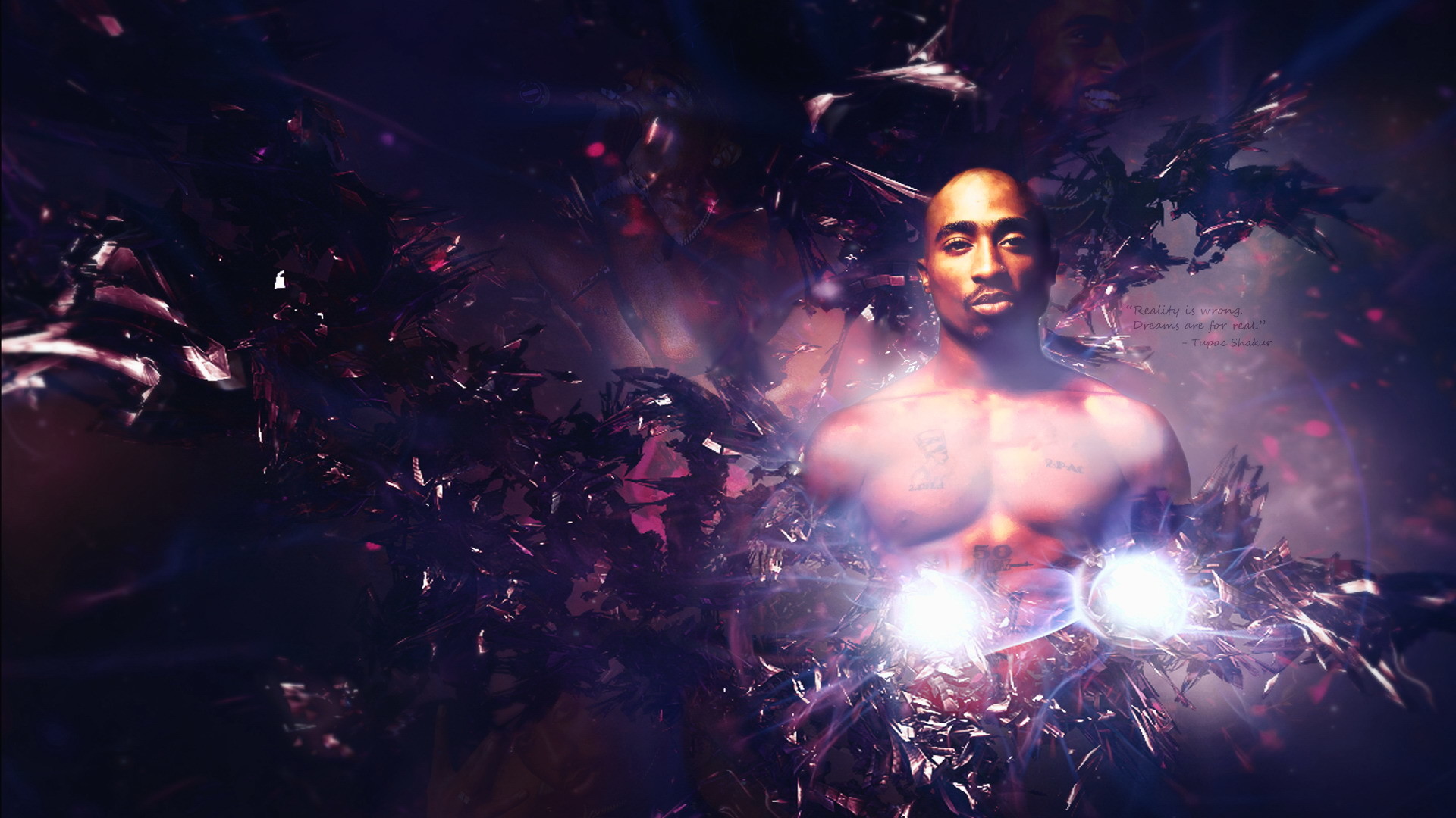 Tupac Shakur, 2Pac, Arte digitale, Viola, 1920x1080, sfondo per PC