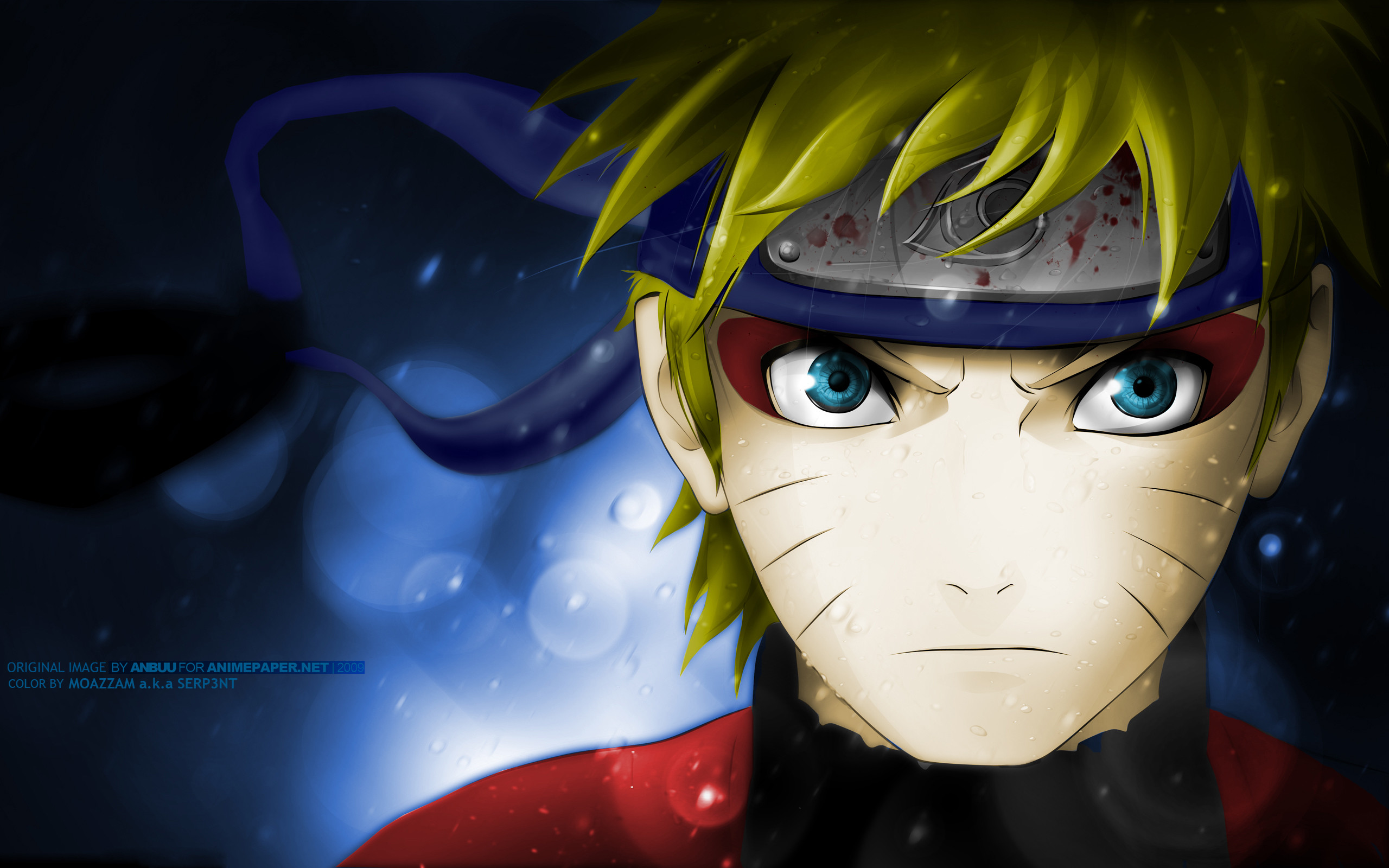 Naruto Uzumaki, Primo piano, Fascia del ninja, Blu, 2560x1600, wallpaper desktop