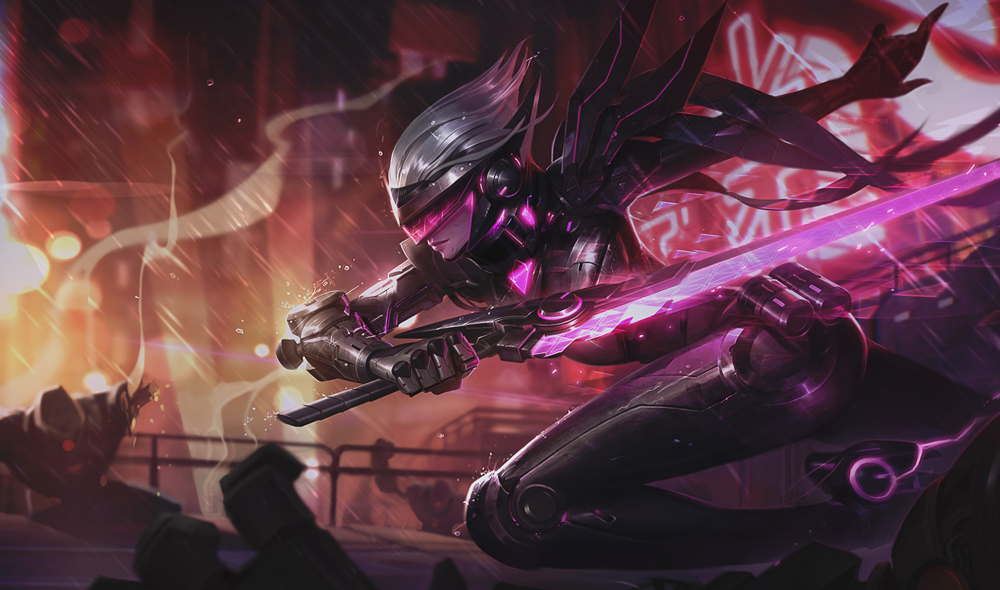 Zed, PROJECT, League of Legends, Rosa neon, Full HD, sfondo per PC