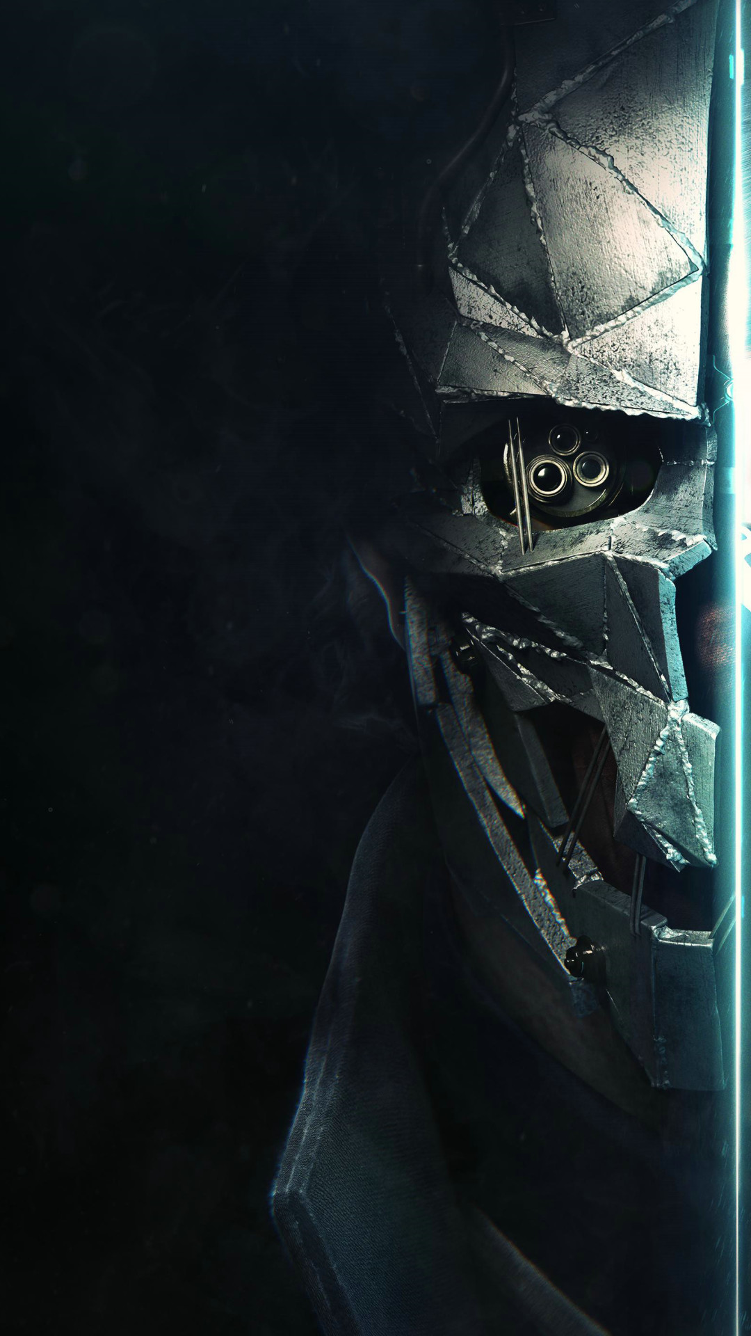 Corvo Attano, Maschera, Dishonored 2, Sfondo scuro, Full HD, schermata di blocco del cellulare
