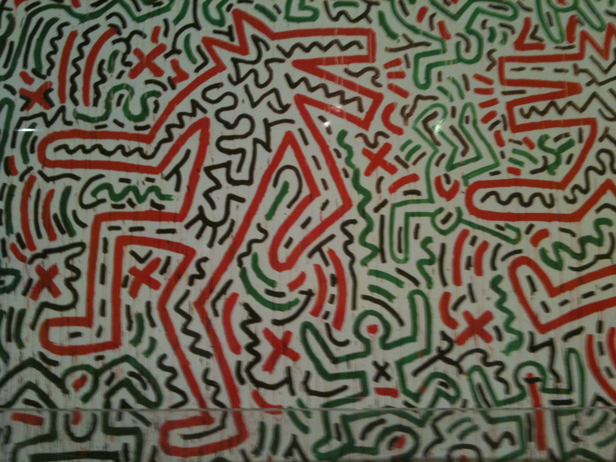 Keith Haring, Doodle, Rosso e verde, Full HD, sfondo per iPad e tablet
