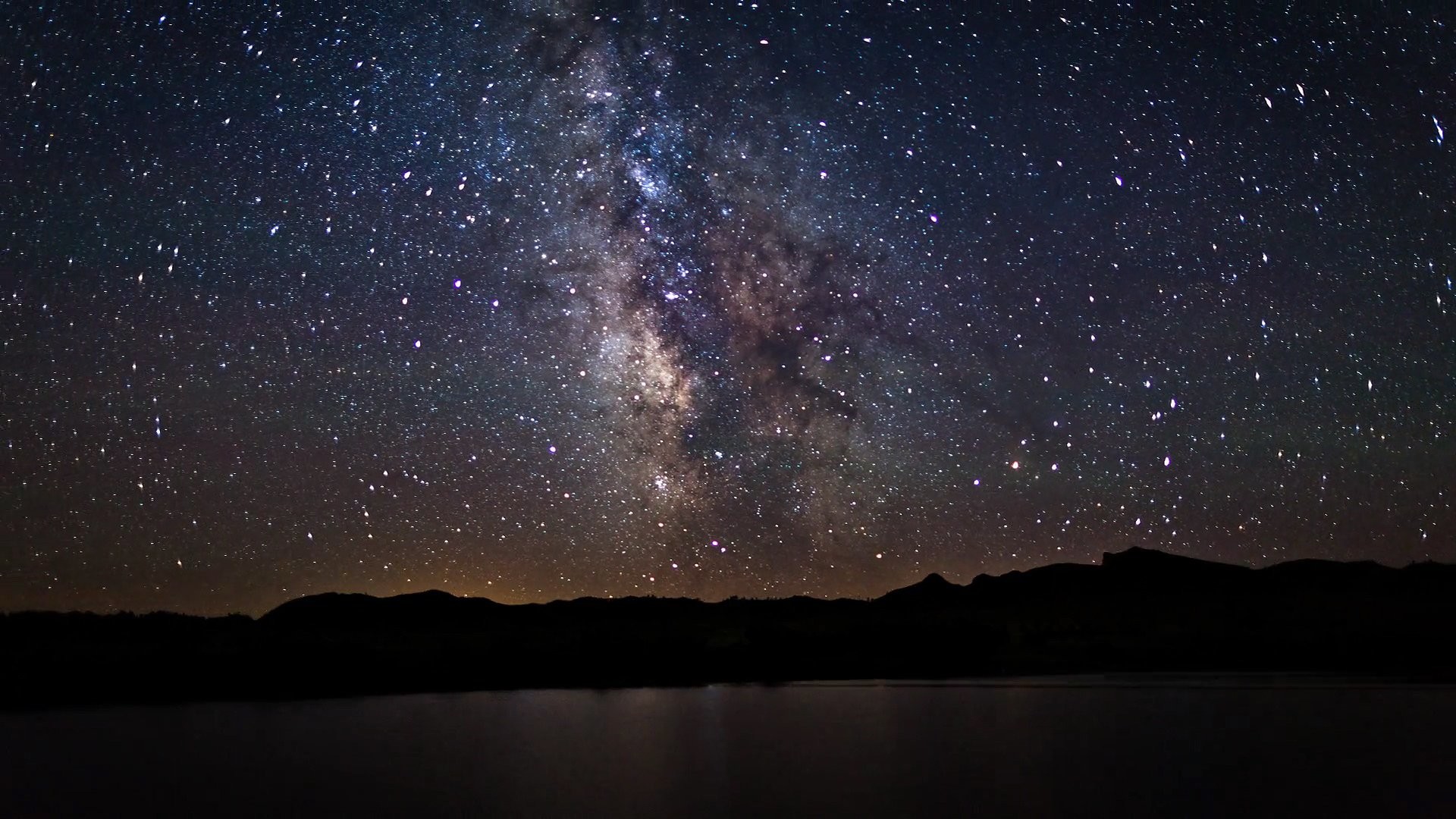 Via Lattea, Cielo stellato, Lago, Notte, Full HD, sfondo Windows 11
