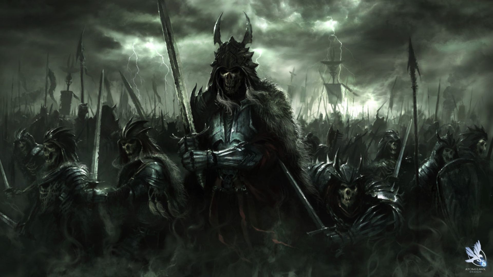 Cavaliere oscuro, Esercito, Lance, Tempesta, Full HD, sfondo per PC e portatile
