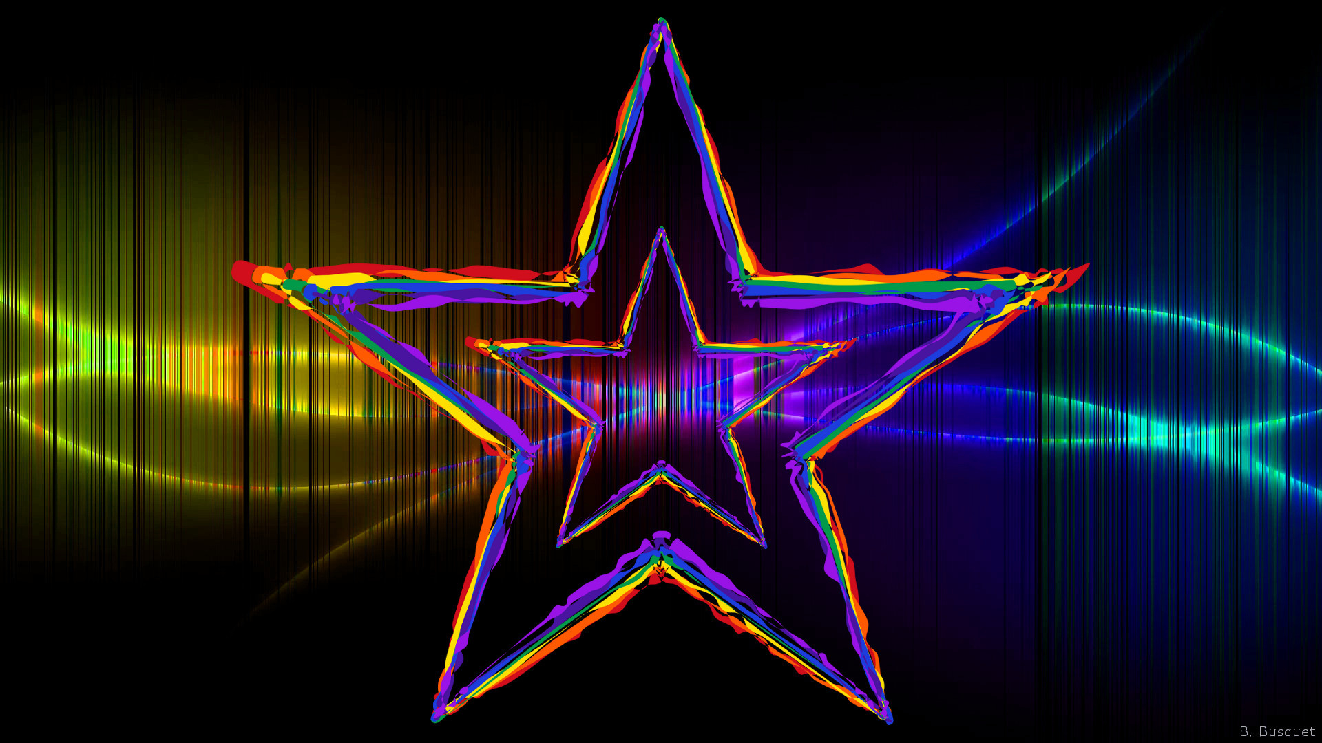 Stella, Neon, Arcobaleno, Nero, Full HD, sfondo Windows 11