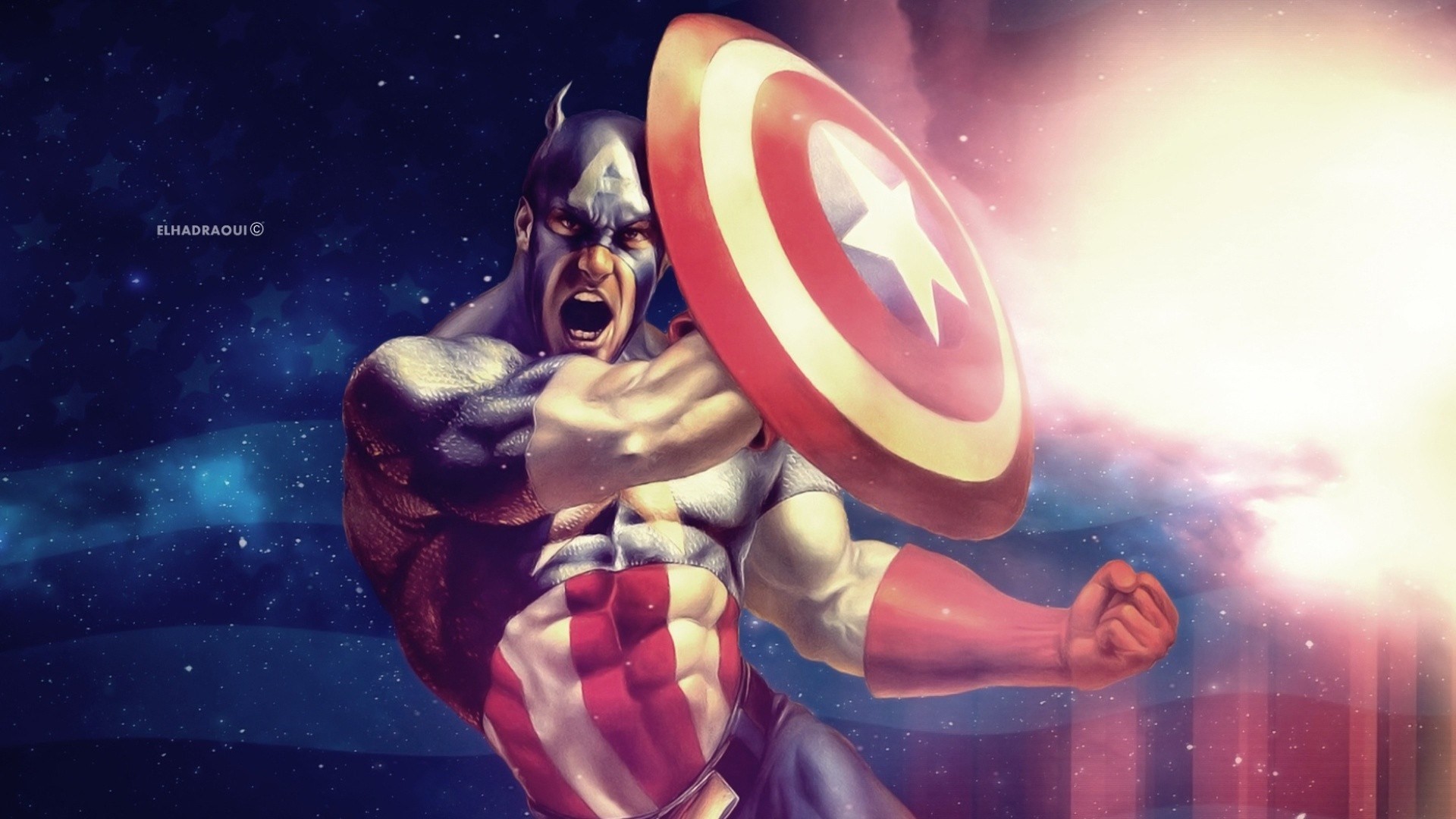 Capitan America, Marvel Comics, Scudo, Illustrazione, 1920x1080, immagine di sfondo