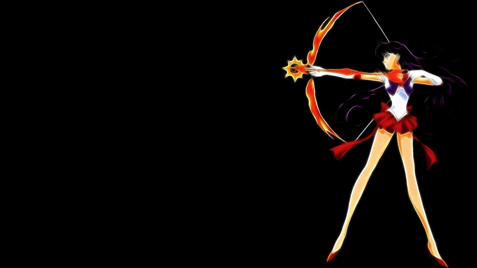 Sailor Mars, Arco, Sailor Moon, Sfondo nero, Full HD, wallpaper desktop